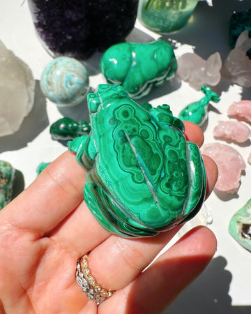 Hand Carved Malachite Frog