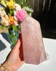 Rose Quartz Tower w/ Iron Inclusions