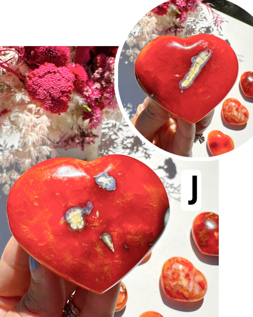 Carnelian Agate Hearts - Baltic Mermaid