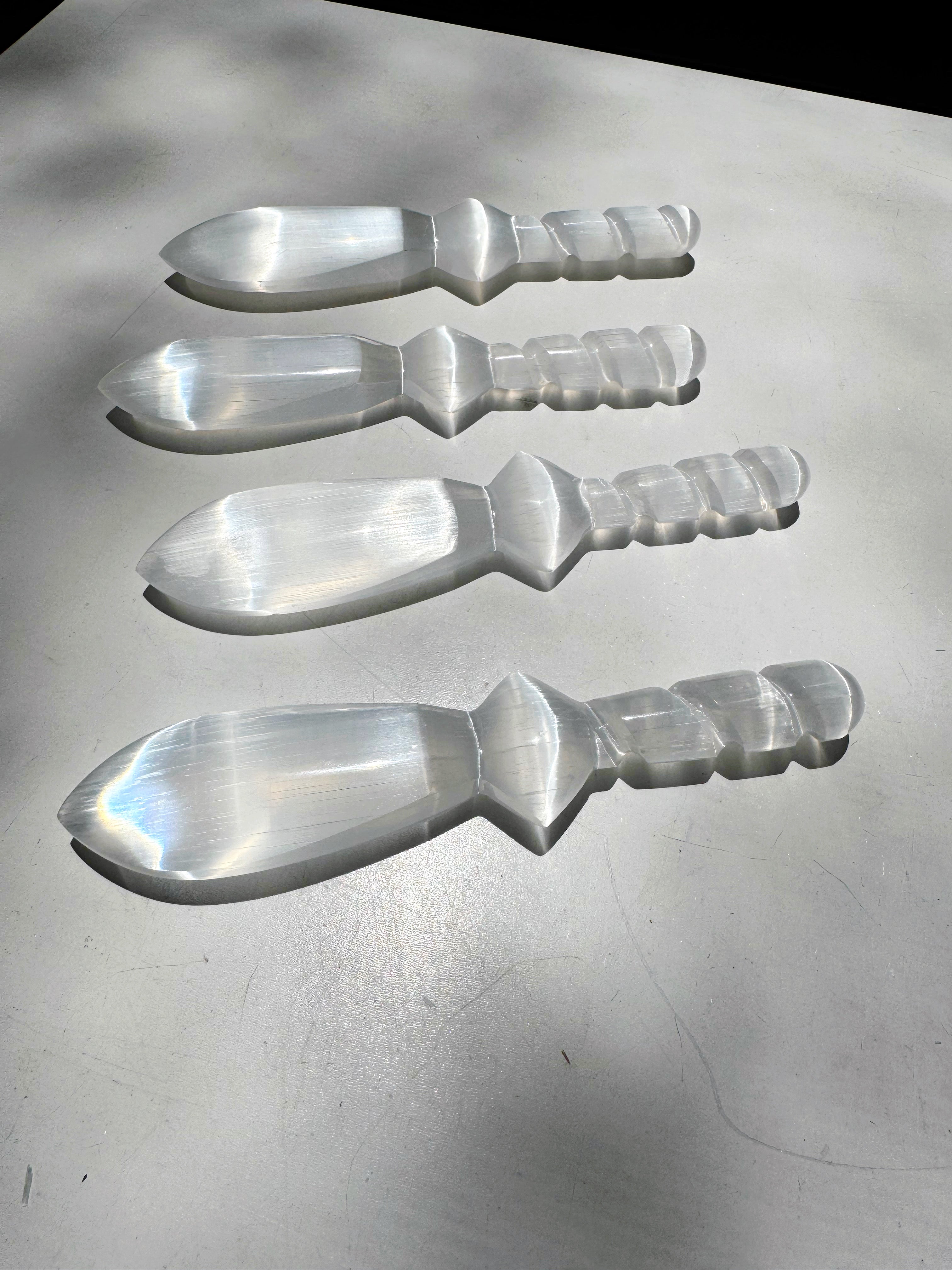 Selenite Dagger w/ Twisted Handle Baltic Mermaid