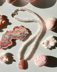 Rhodochrosite & Rose Quartz Gemstone Candy Necklace