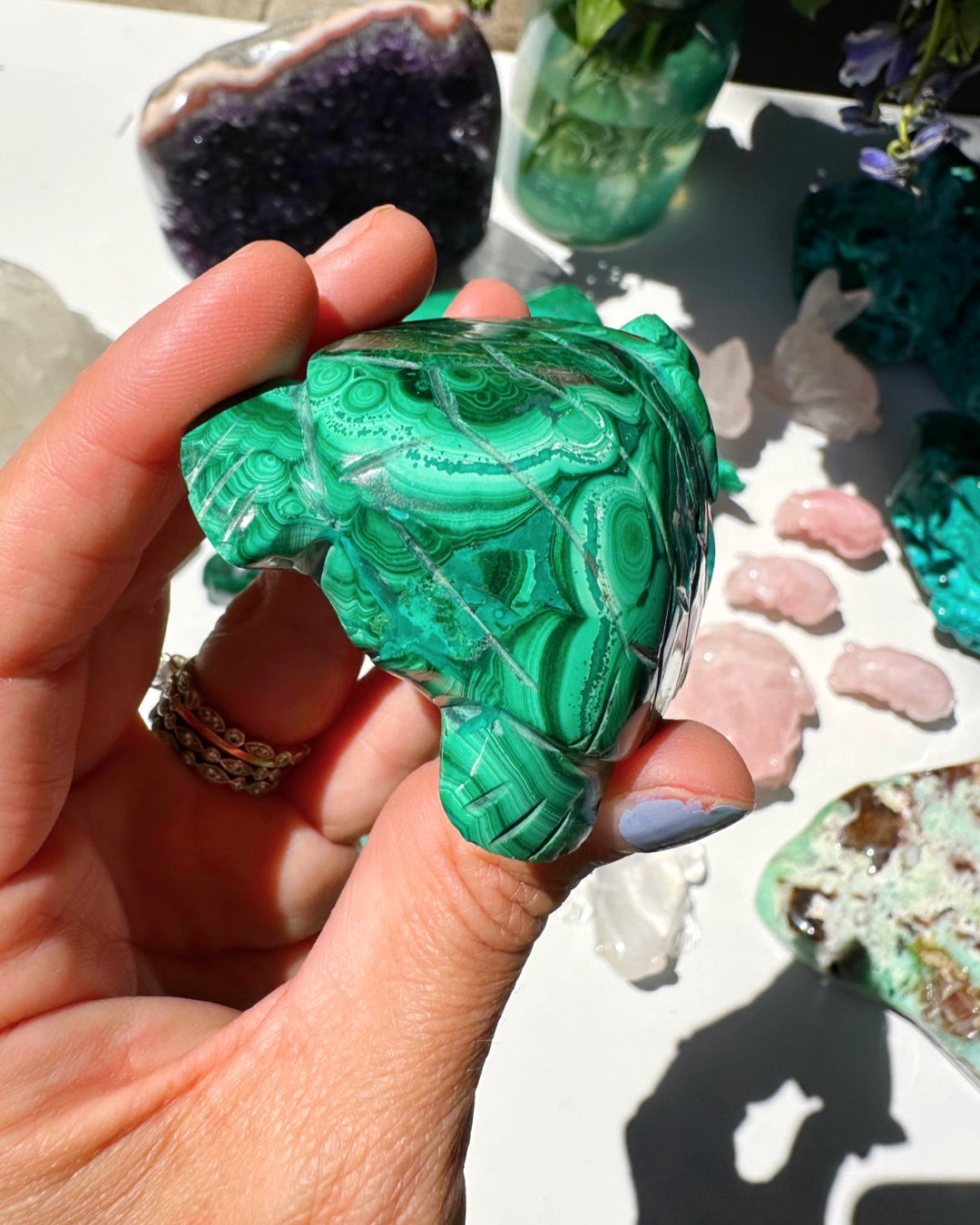 Hand Carved Malachite Turtle