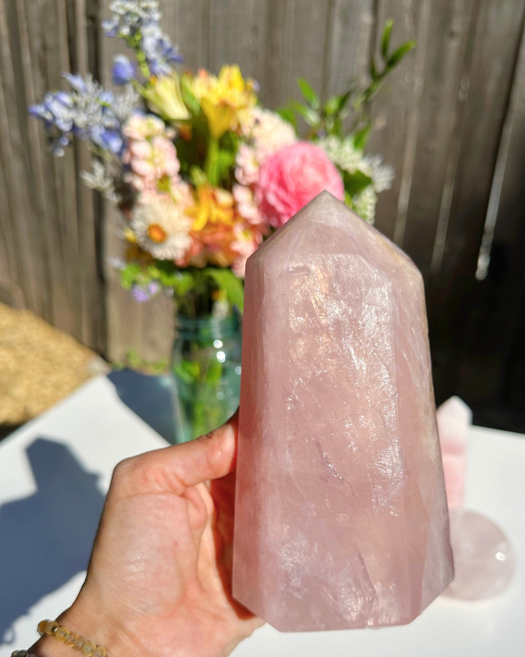 Rose Quartz Tower w/ Iron Inclusions