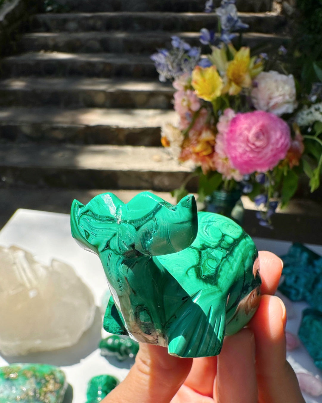 Hand Carved Malachite Whale - Baltic Mermaid