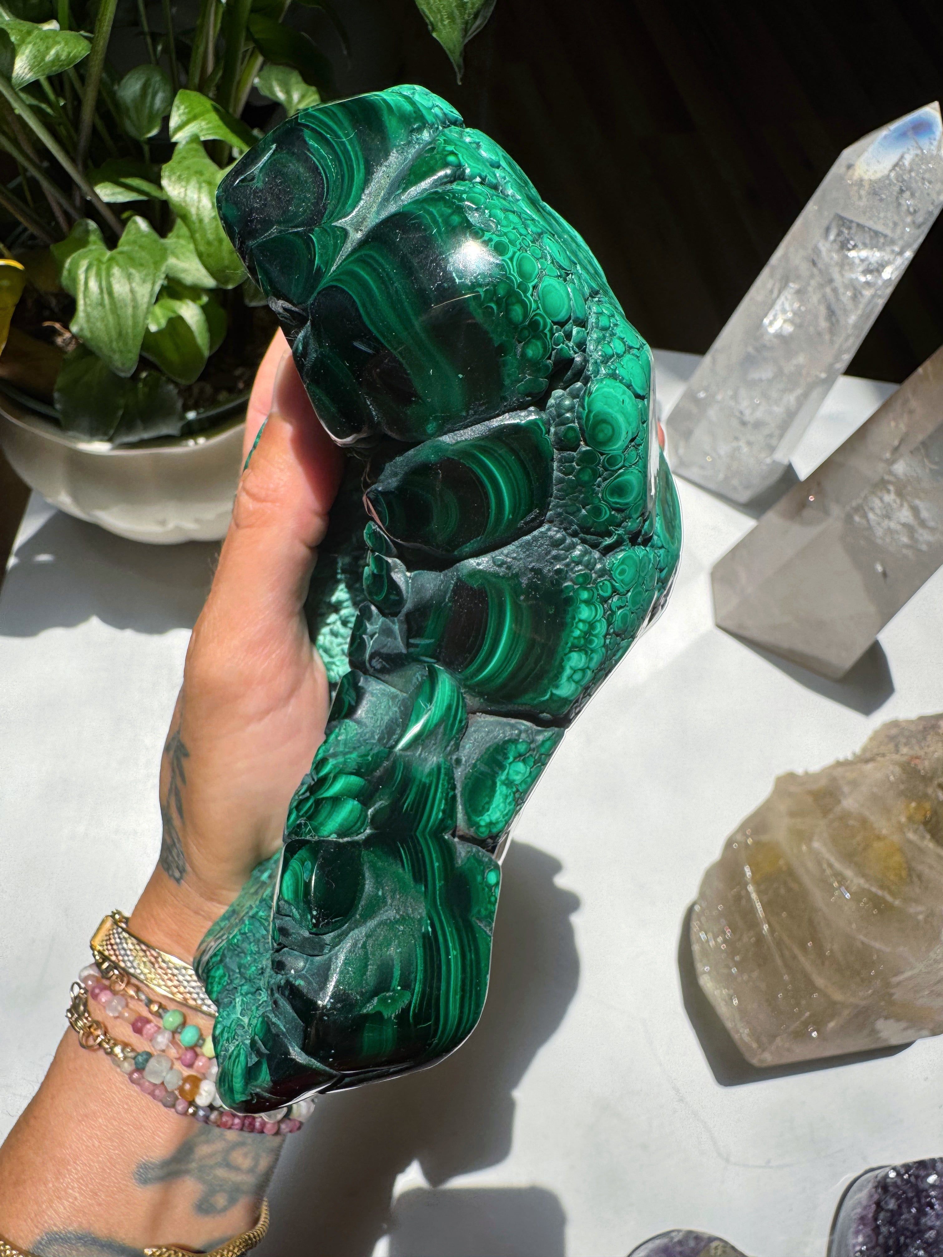 Large Polished Malachite Baltic Mermaid