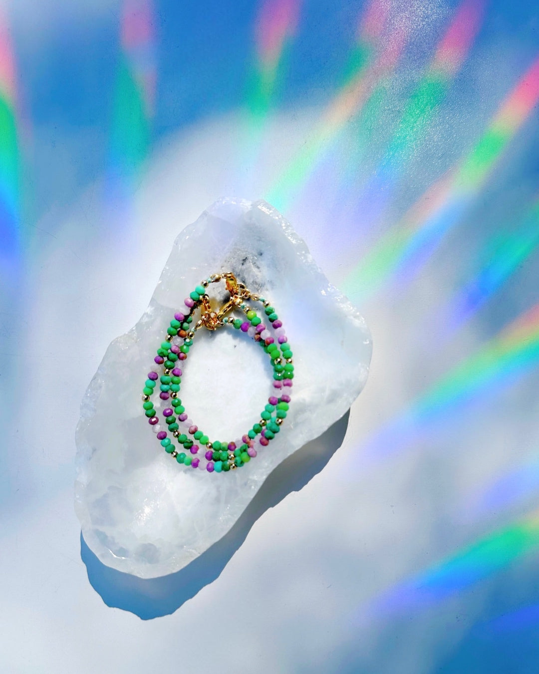 Topanga Gemstone & 14k GF Candy  Bracelet - Baltic Mermaid