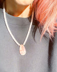 Rhodochrosite & Rose Quartz Gemstone Candy Necklace