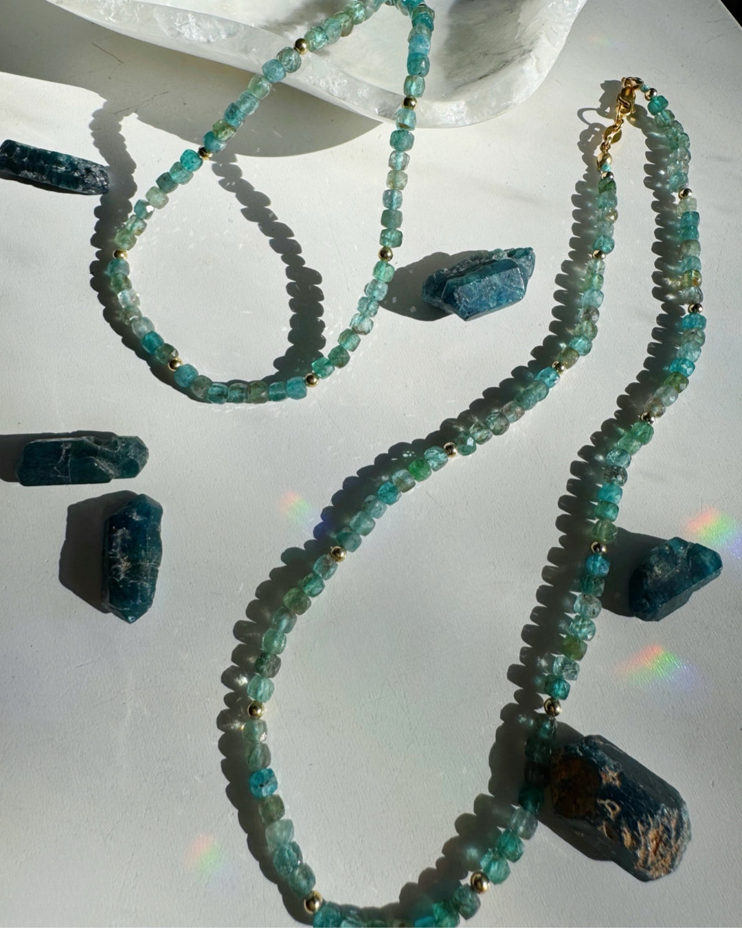 “Frankie” - Blue Apatite Gemstone Candy Necklace