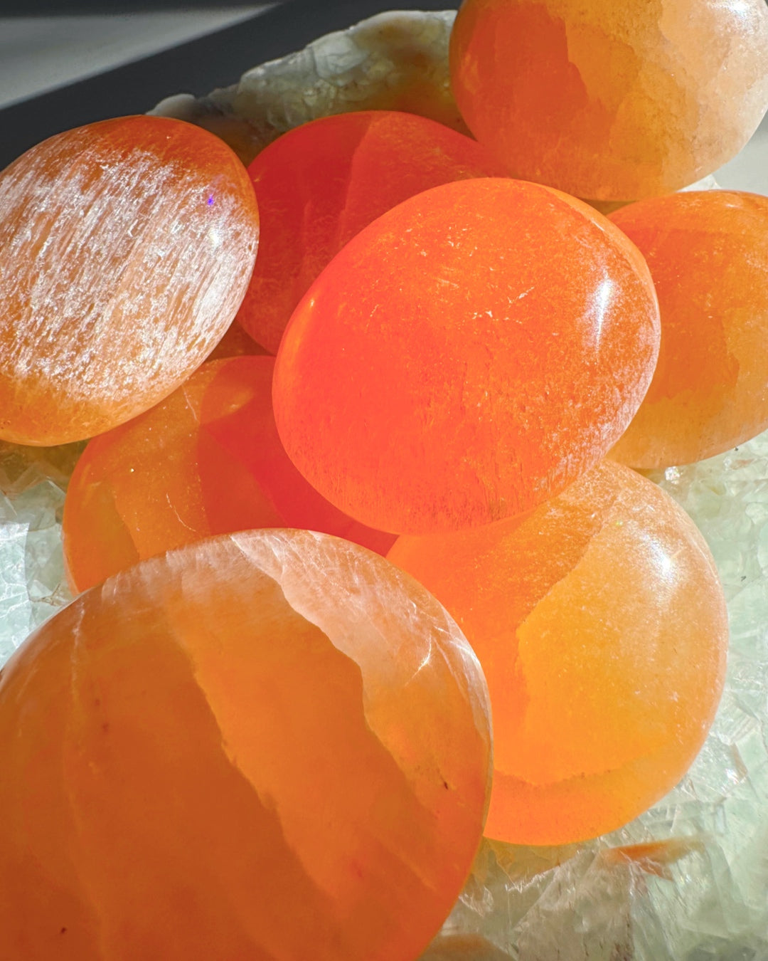 Peach Selenite Palm Stones - Baltic Mermaid