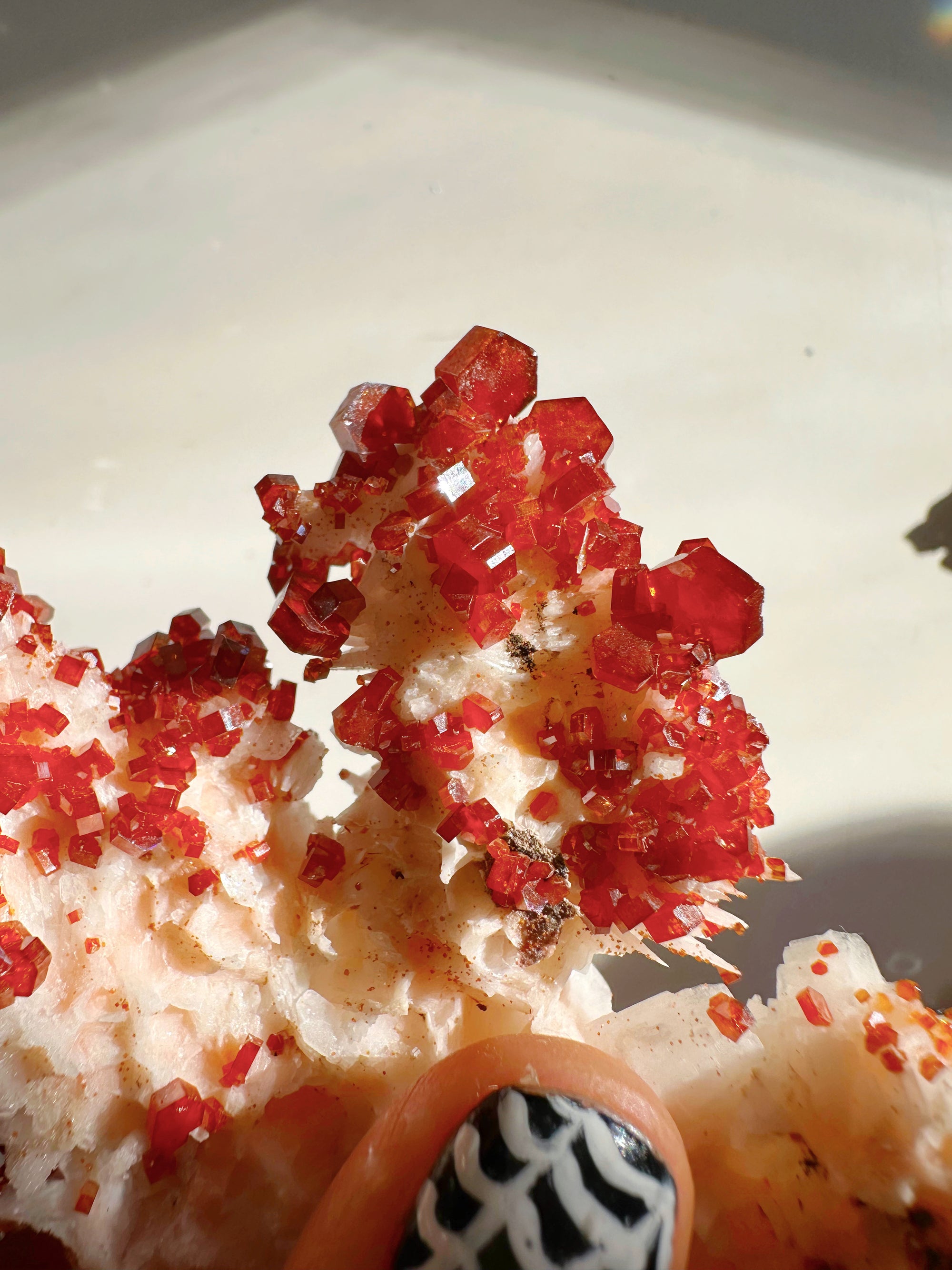 Vanadinite on Barite from Morocco