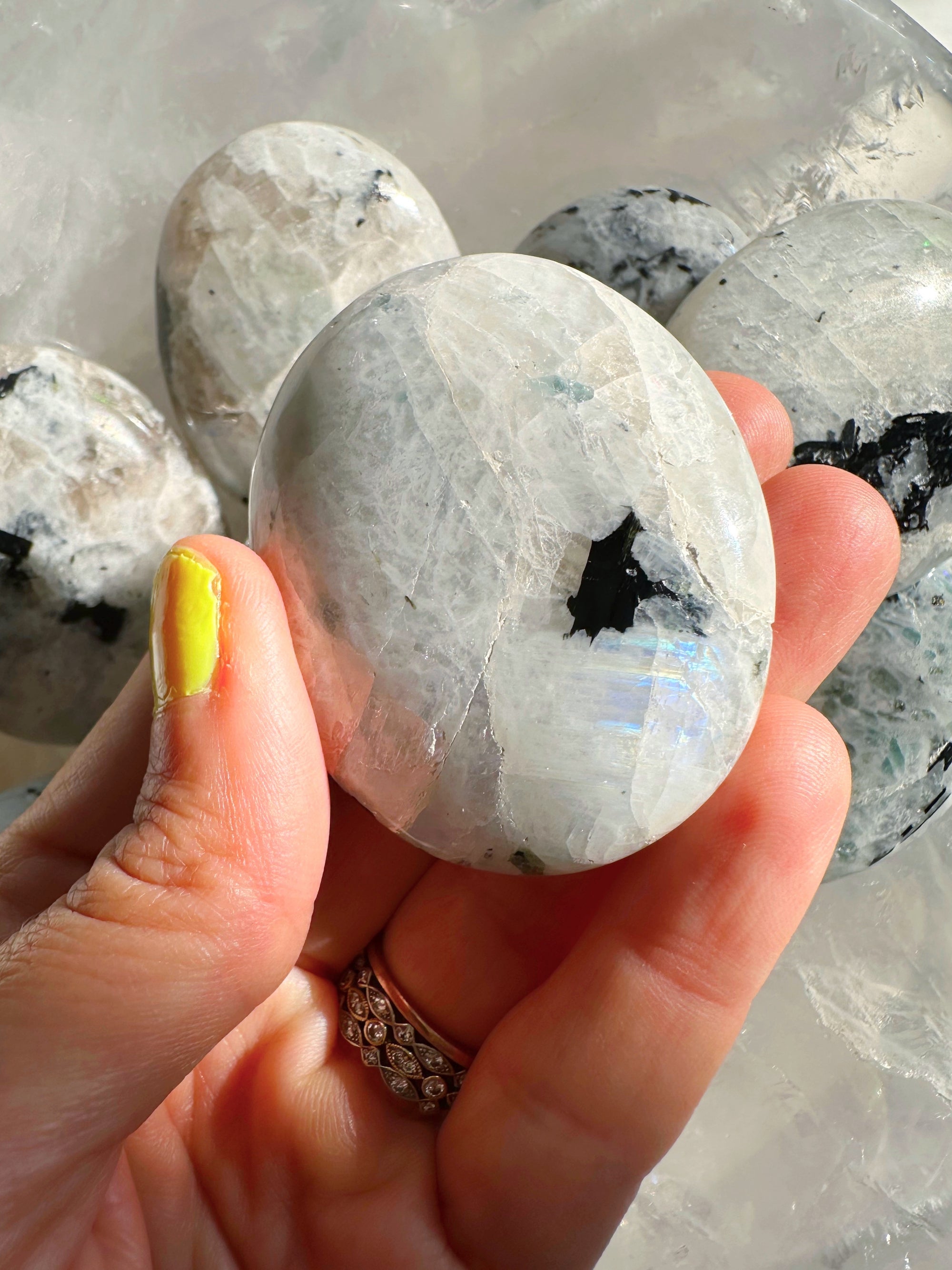 Rainbow Moonstone Palm Stones