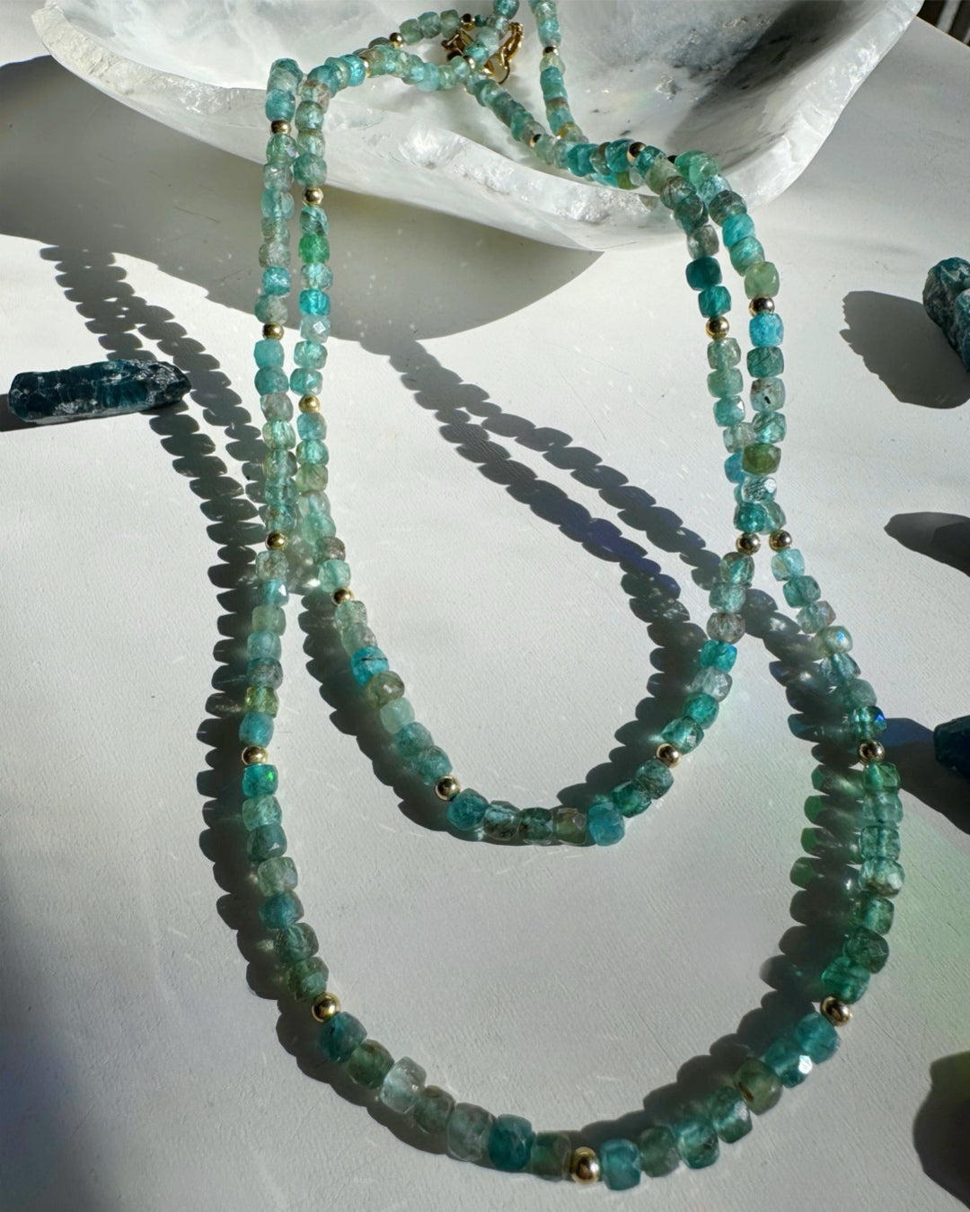 “Frankie” - Blue Apatite Gemstone Candy Necklace