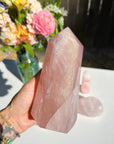 Rose Quartz Tower w/ Iron Inclusions