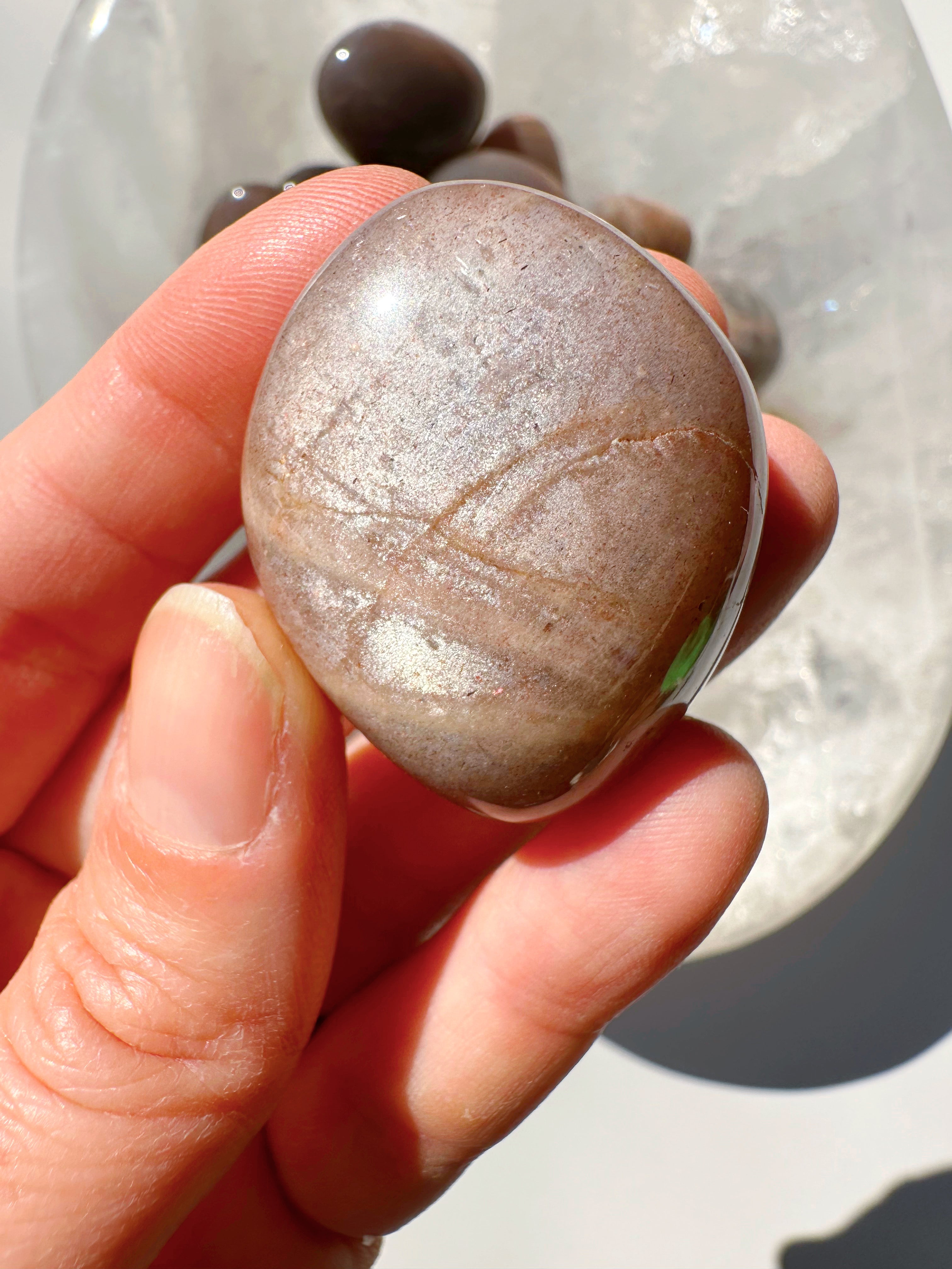 Sunstone & Peach Moonstone Palm Stone - C - Baltic Mermaid