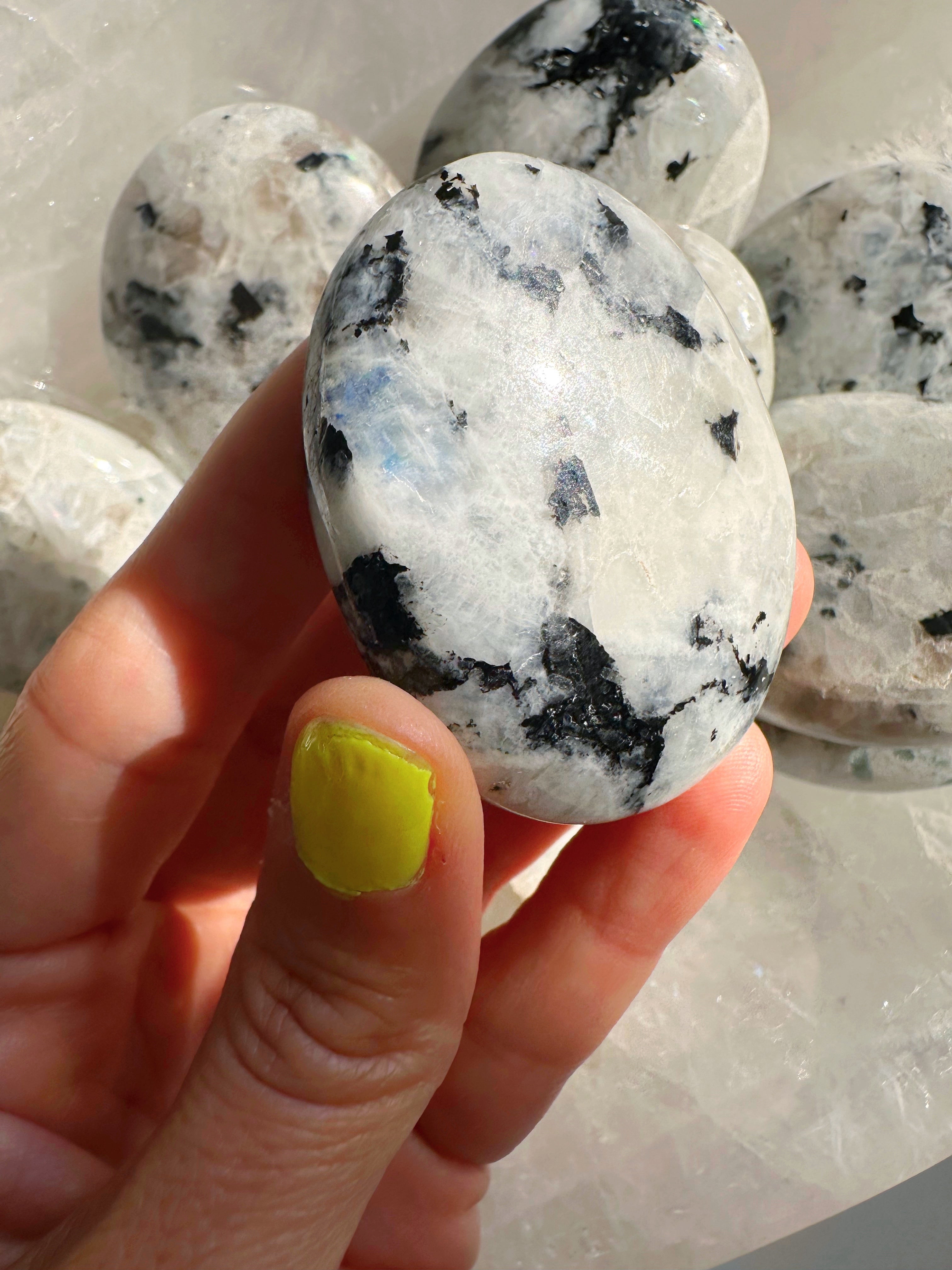 Rainbow Moonstone Palm Stones - Baltic Mermaid