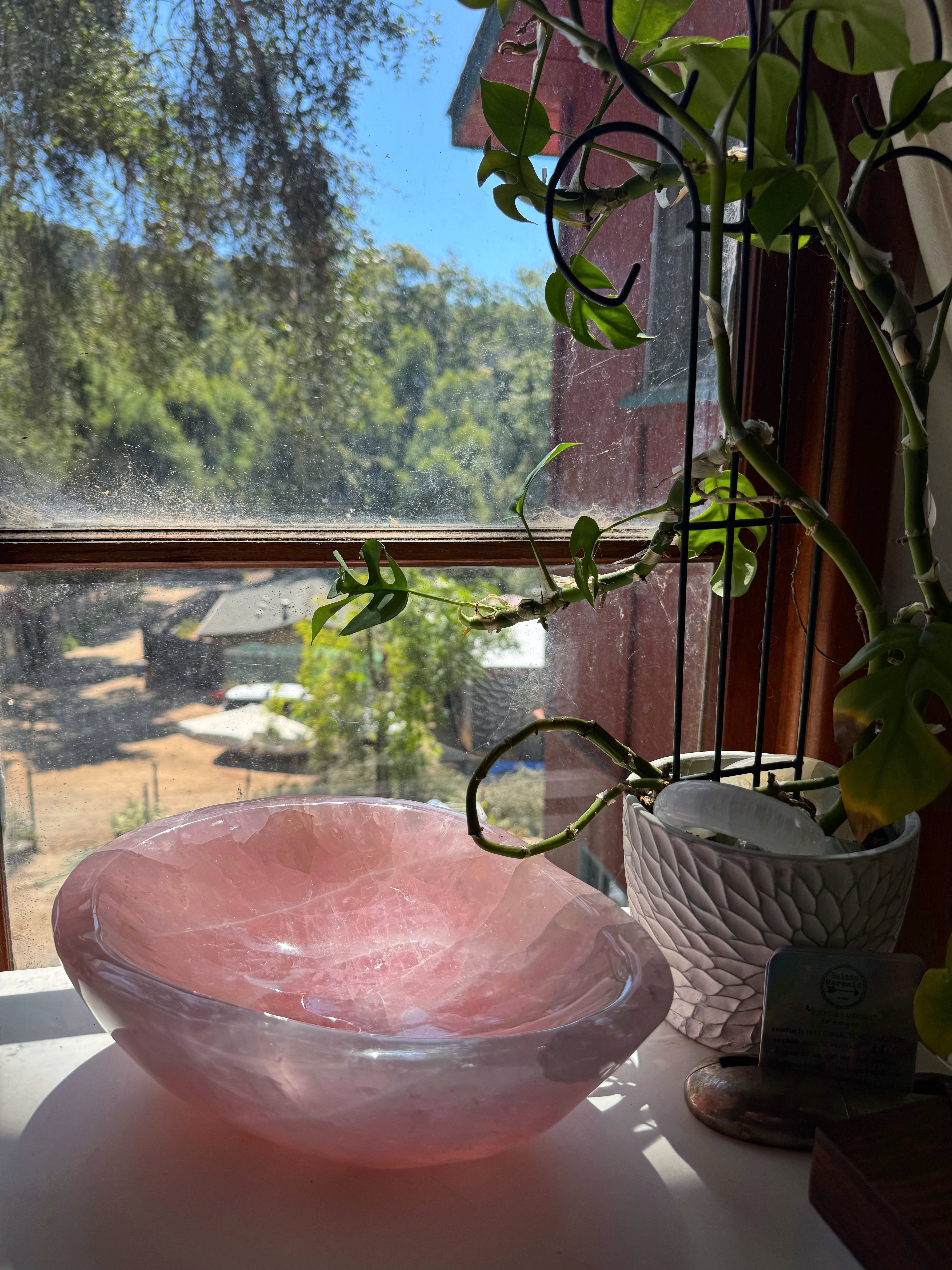 Large Rose Quartz Bowl Baltic Mermaid