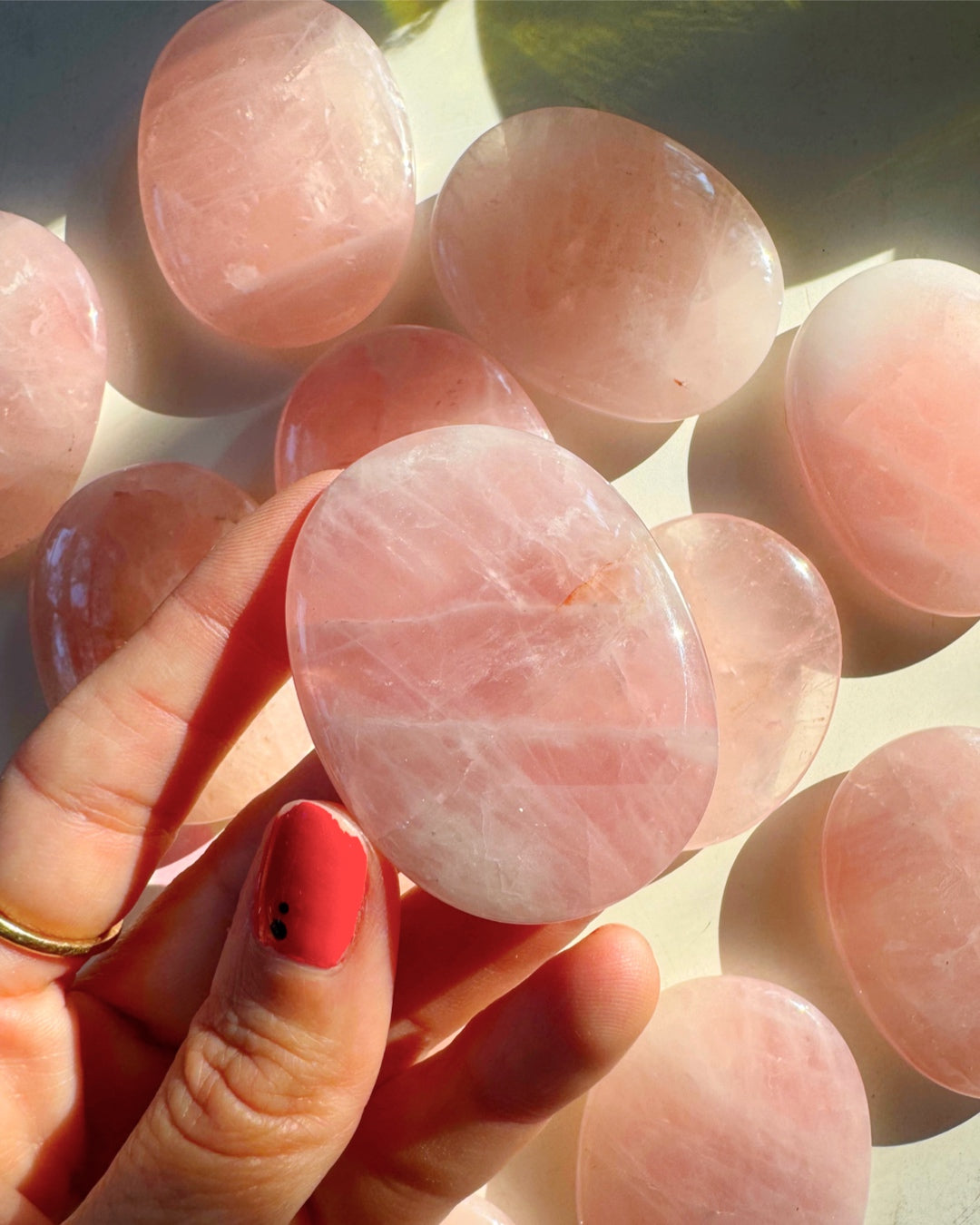 Rose Quartz Flat Palm Stones