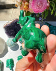 Hand Carved Malachite Elephant