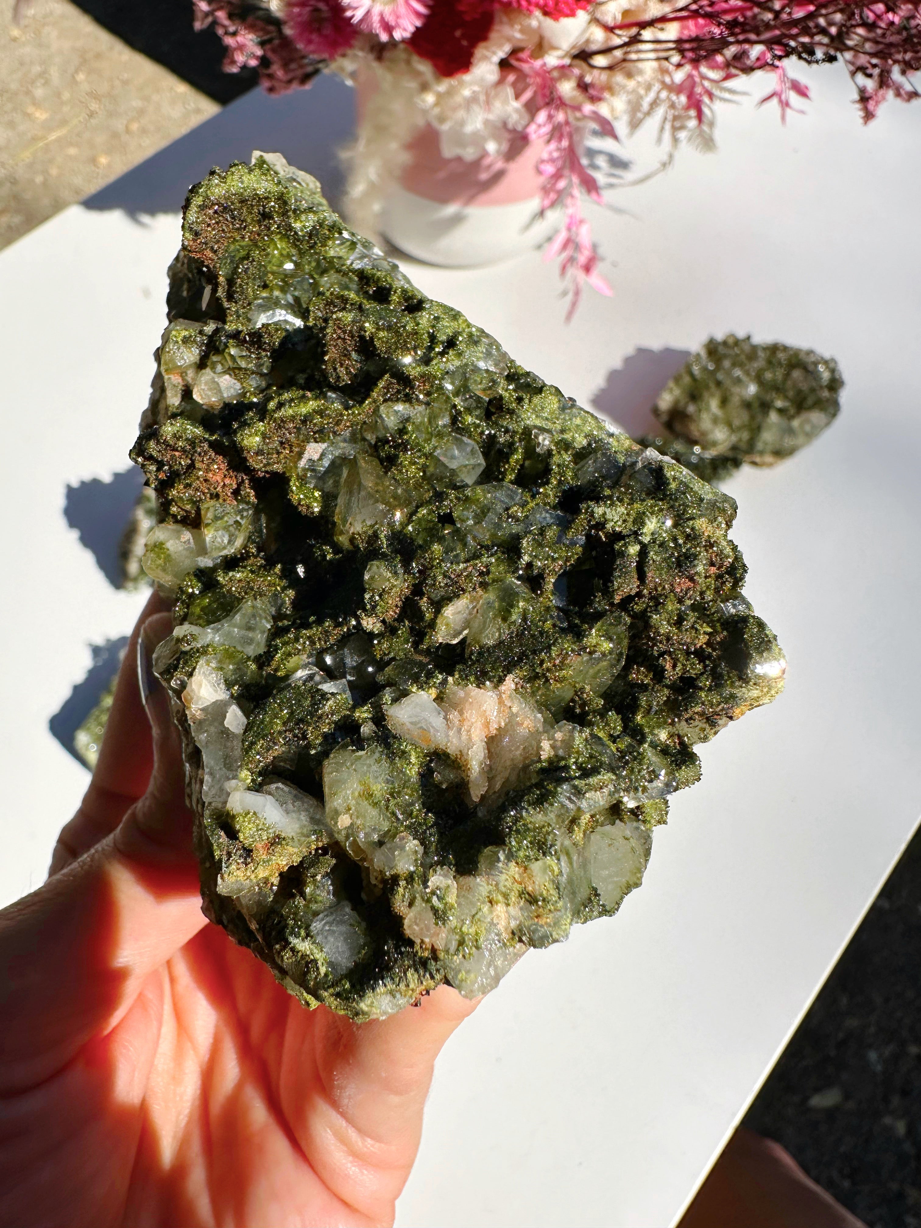 Epidote Quartz Cluster - Baltic Mermaid