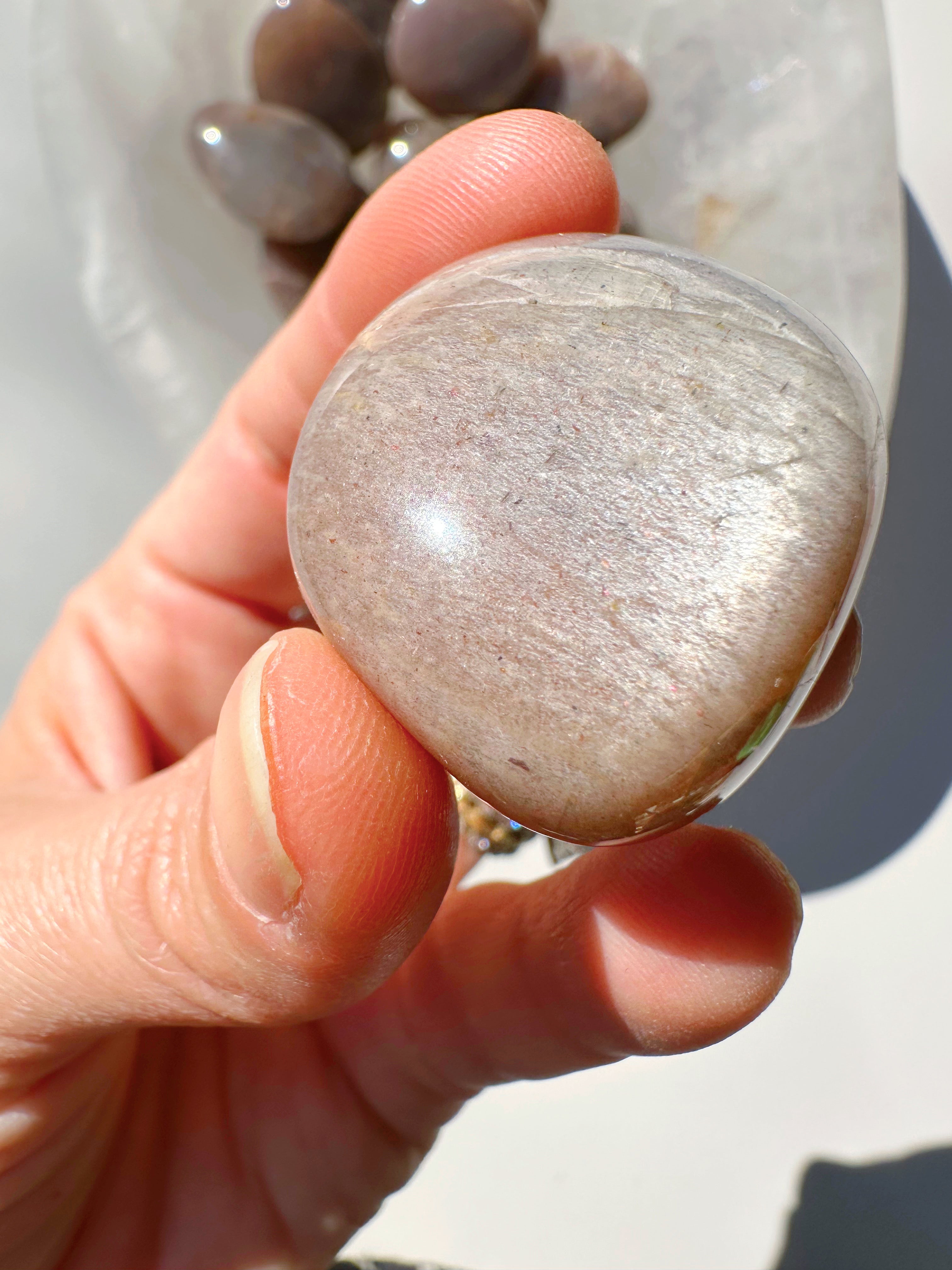 Sunstone & Peach Moonstone Palm Stone - D - Baltic Mermaid