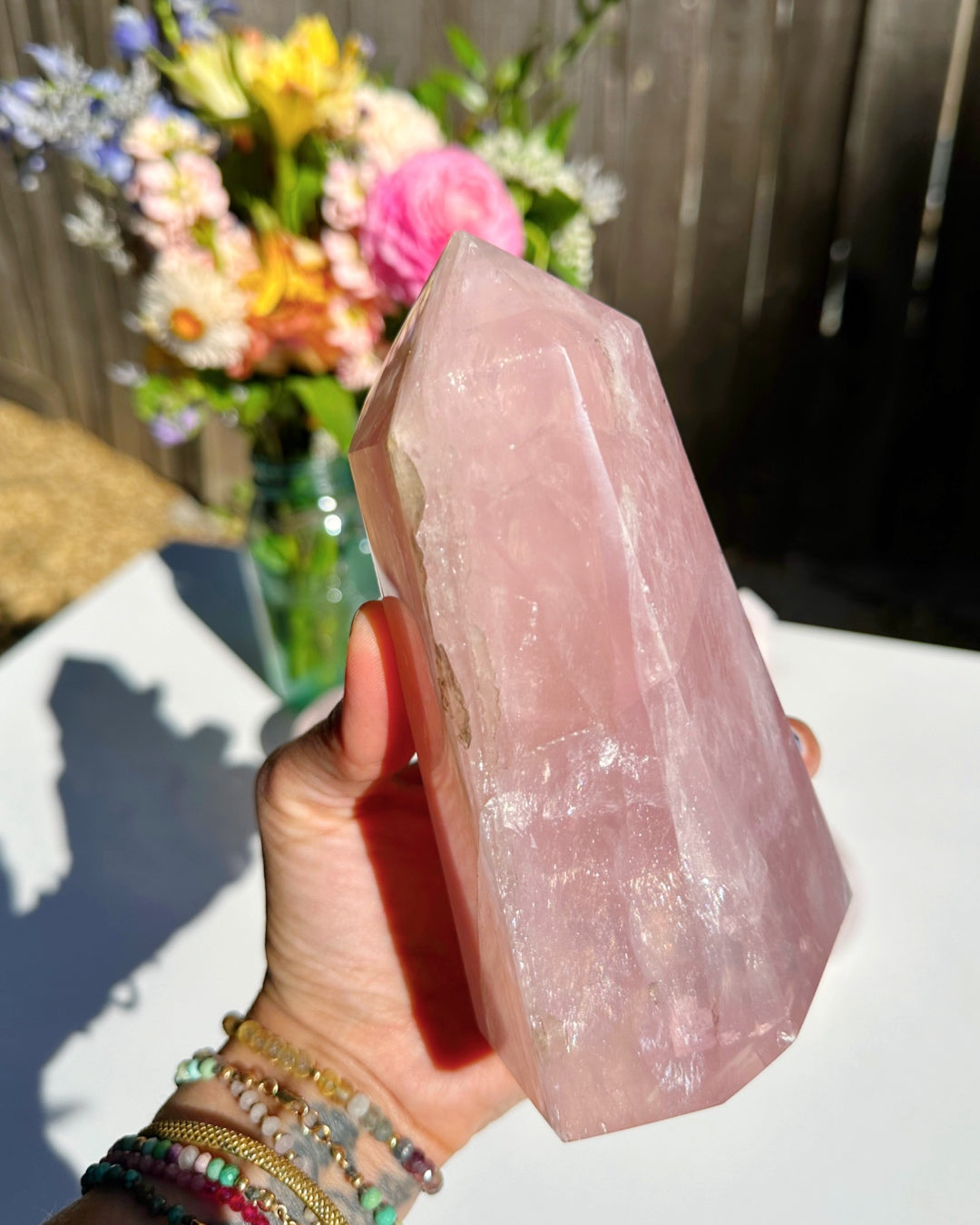 Rose Quartz Tower w/ Iron Inclusions - Baltic Mermaid