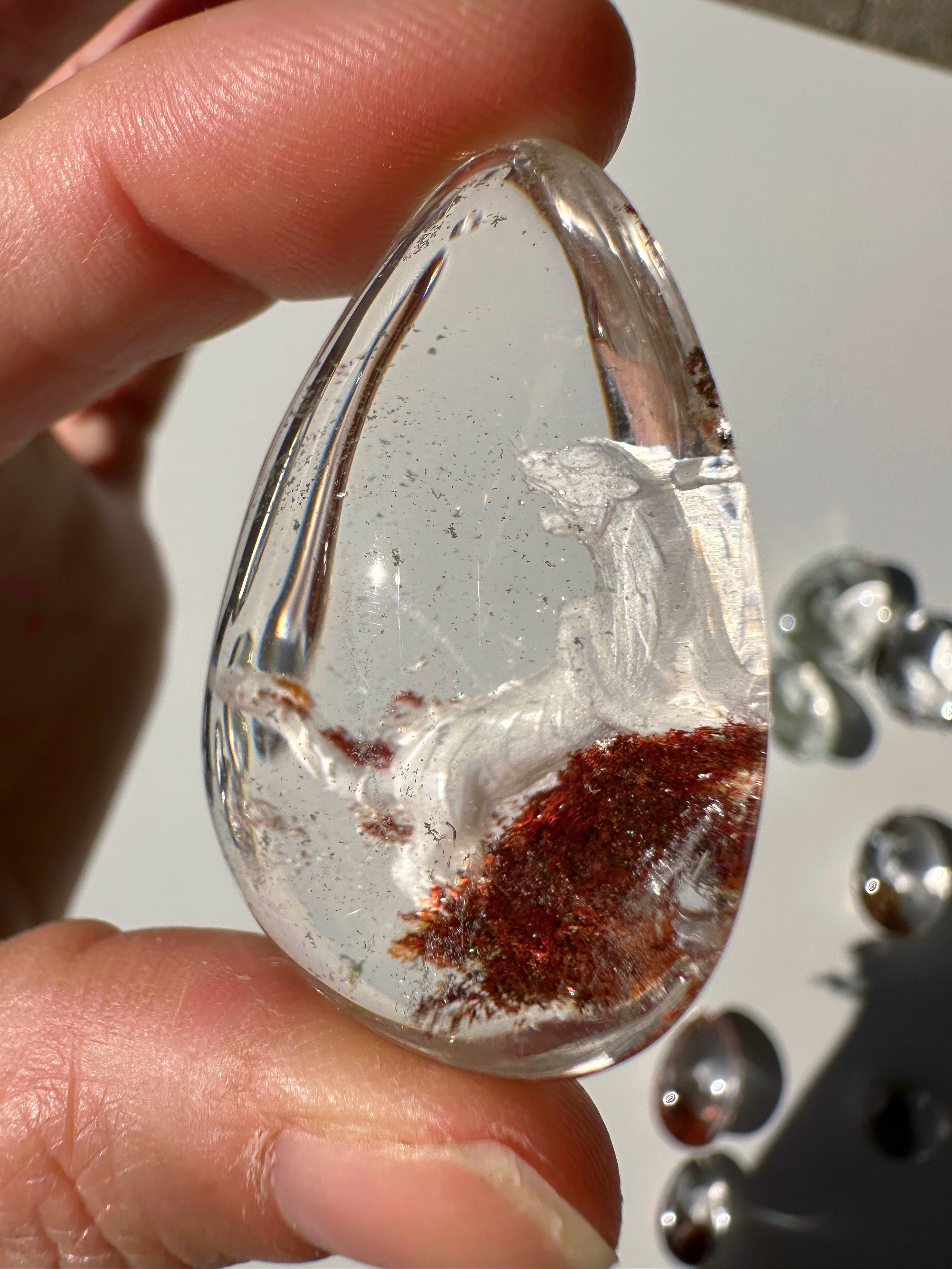 Intaglio Tiger Carved Chlorite Quartz/Garden Quartz  Cabochon Baltic Mermaid