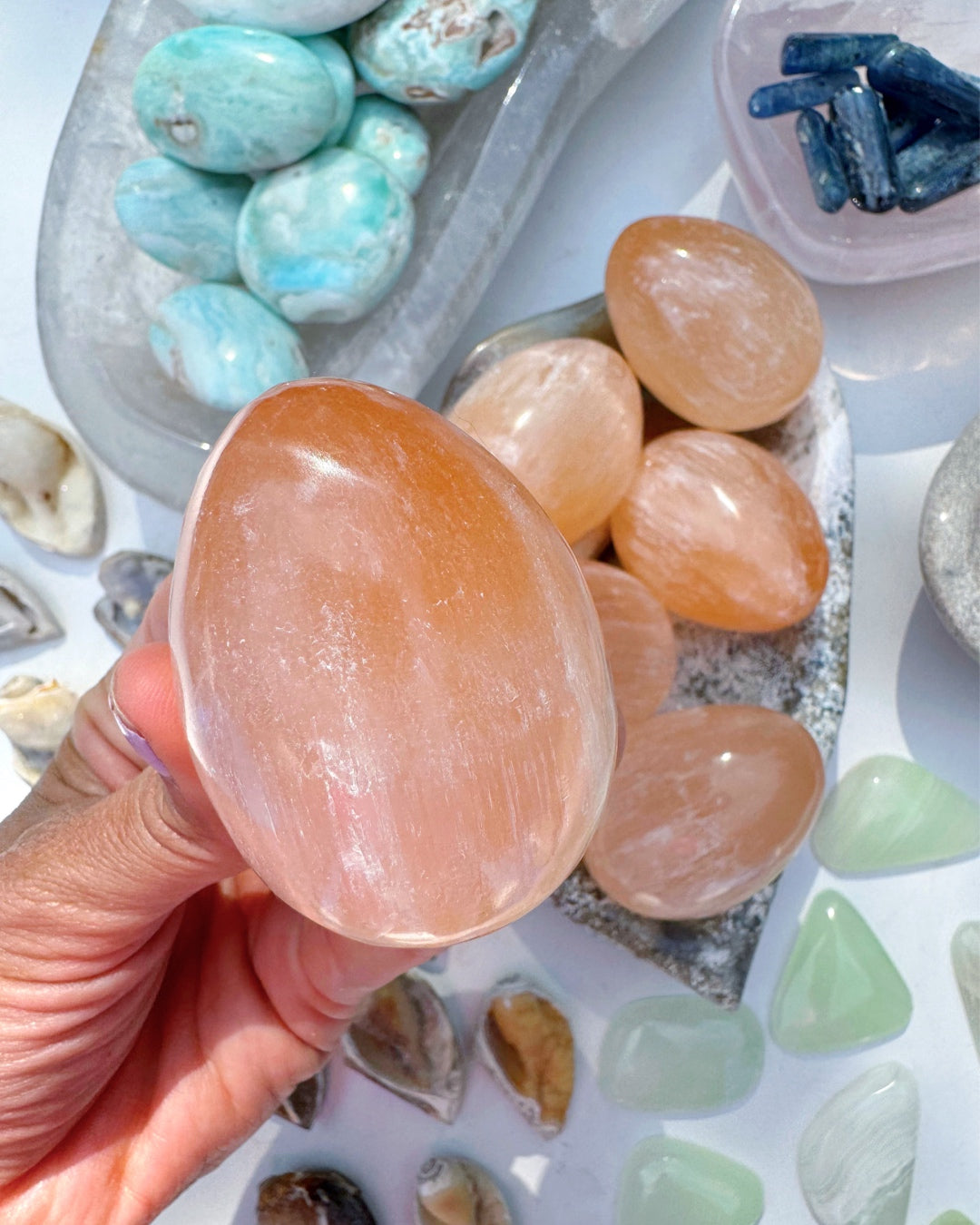 Peach Selenite Egg