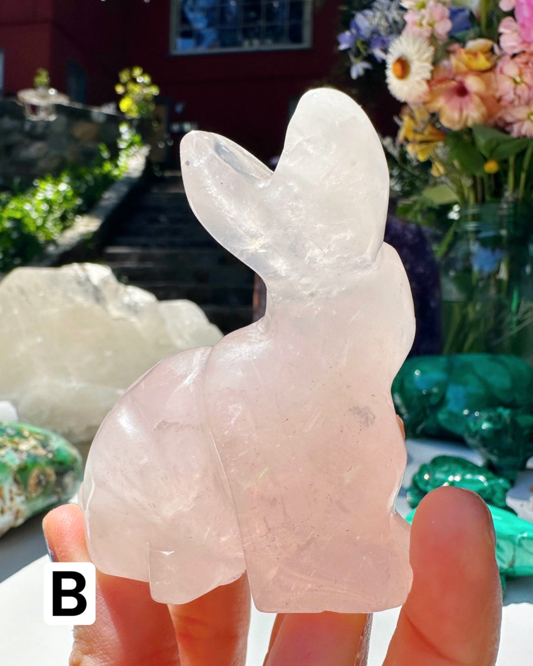 Rose Quartz Hand Carved Rabbits