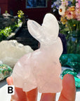 Rose Quartz Hand Carved Rabbits