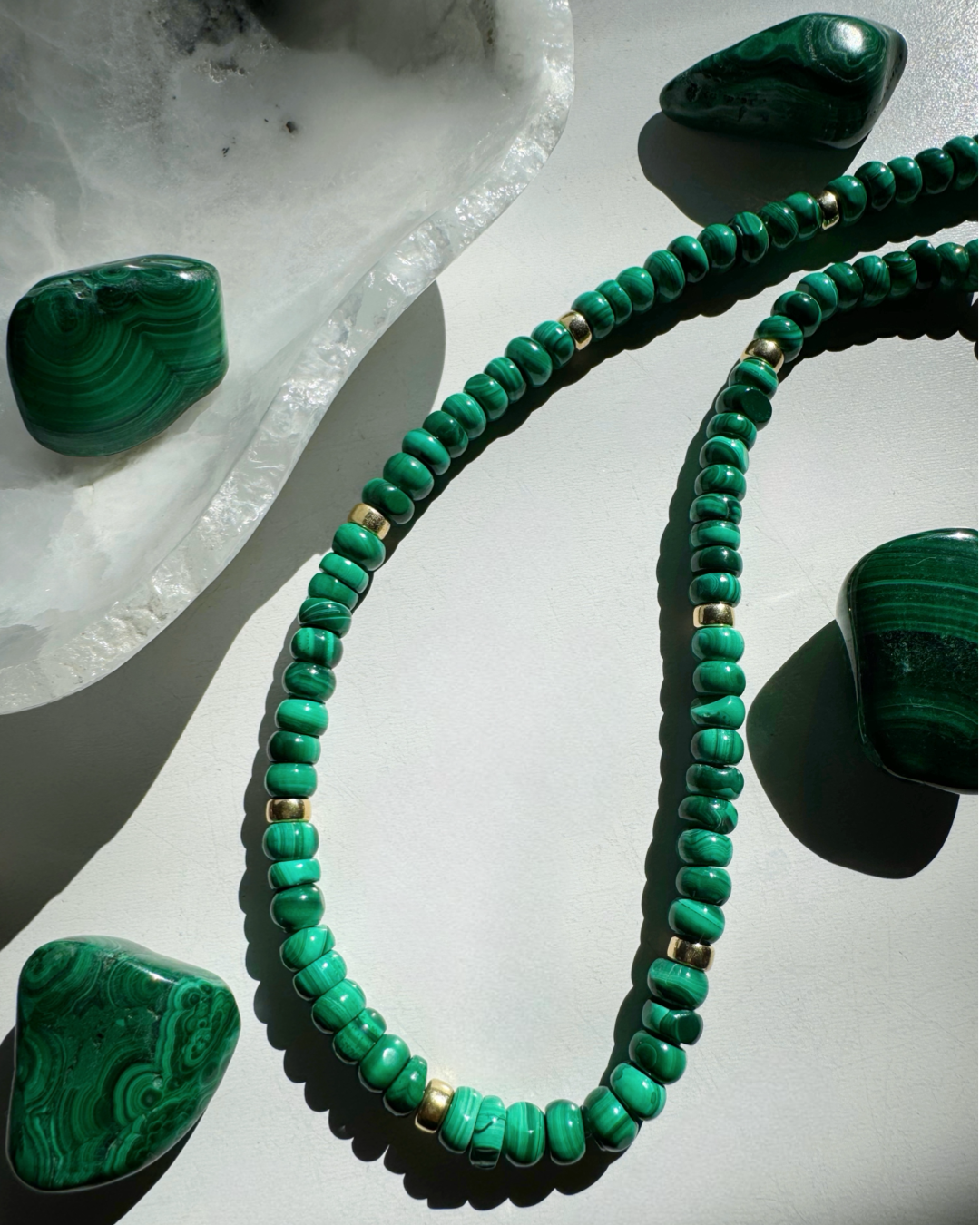 “Donna” - Malachite Gemstone Candy Necklace - Baltic Mermaid