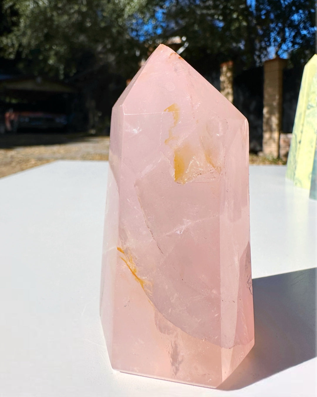 Rose Quartz Tower w/ Iron Inclusions