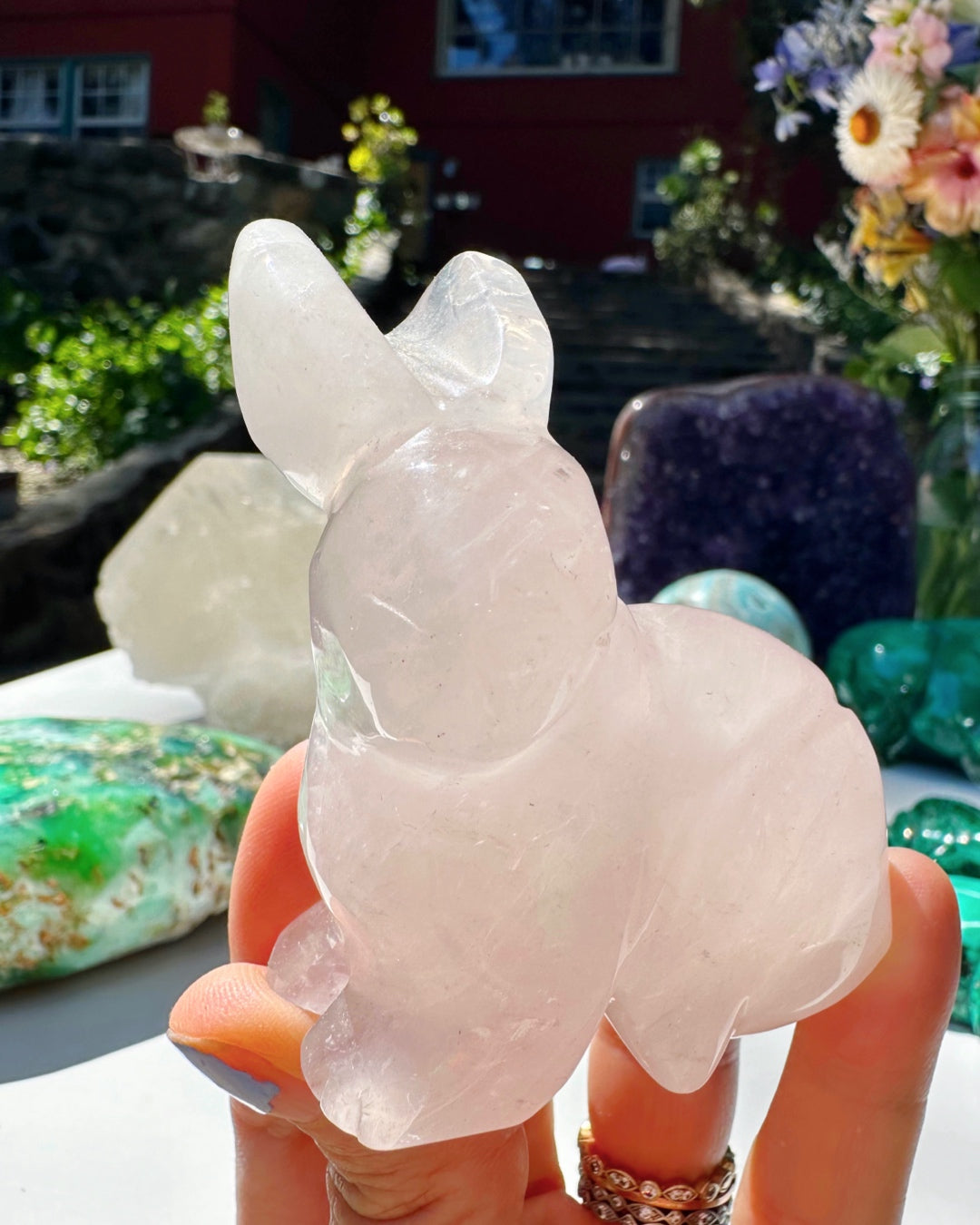 Rose Quartz Hand Carved Rabbits - Baltic Mermaid
