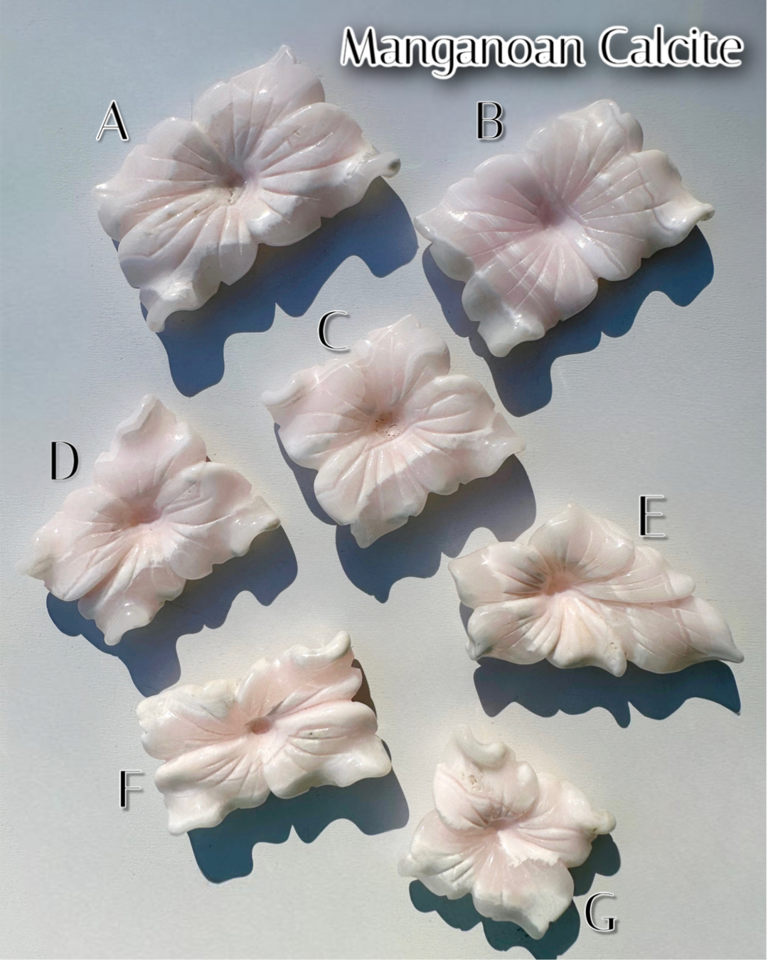 Carved Manganoan Calcite Flowers - Baltic Mermaid