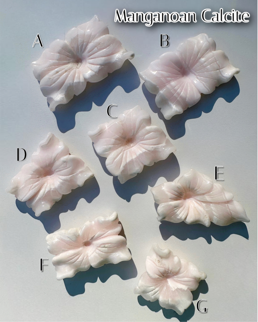 Carved Manganoan Calcite Flowers