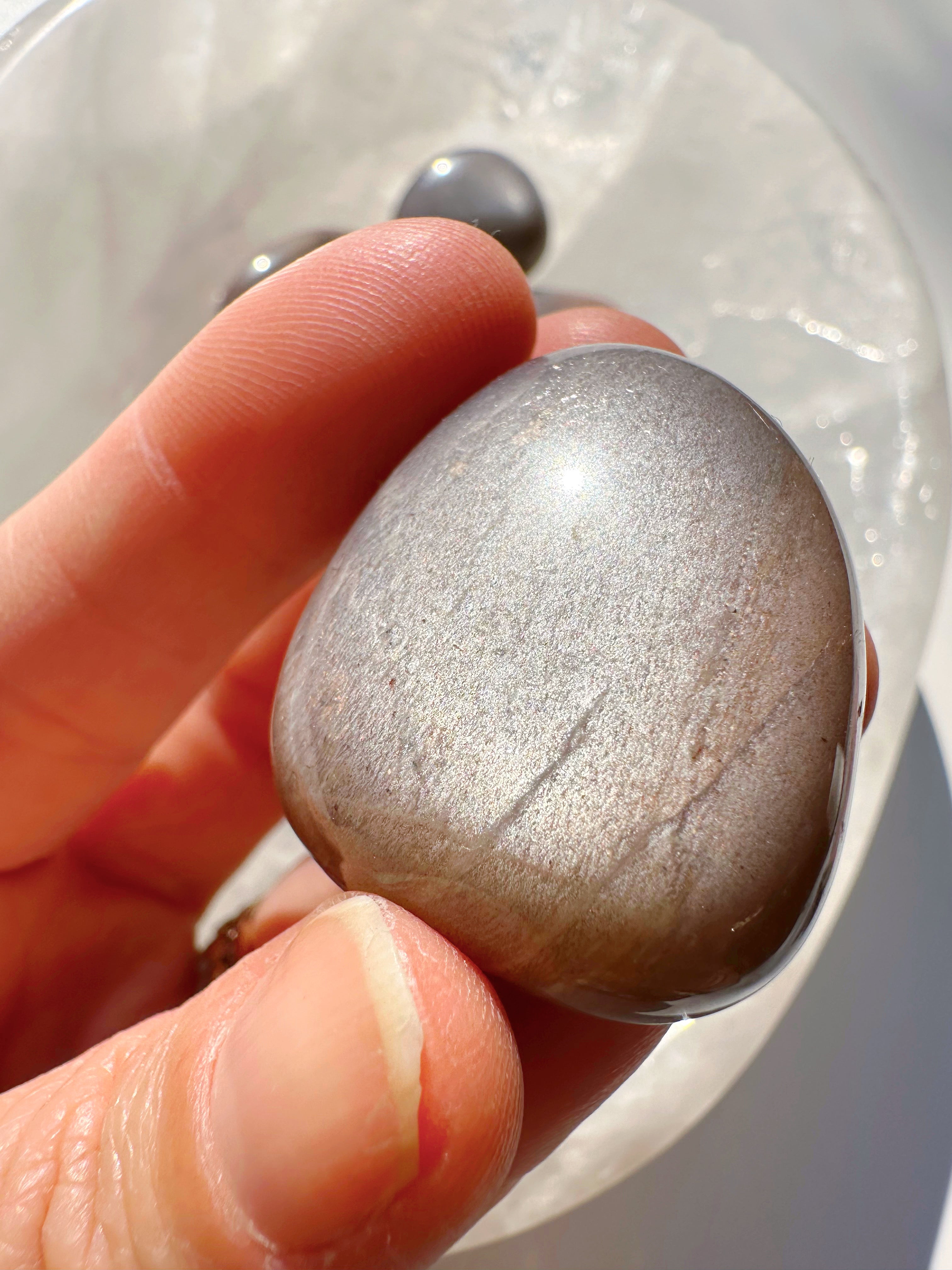 Sunstone & Peach Moonstone Palm Stone - H - Baltic Mermaid