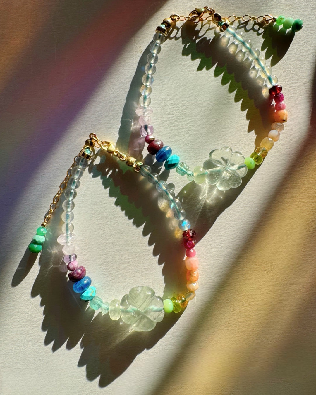 Rainbow Clover Gemstone Candy Bracelet - Baltic Mermaid