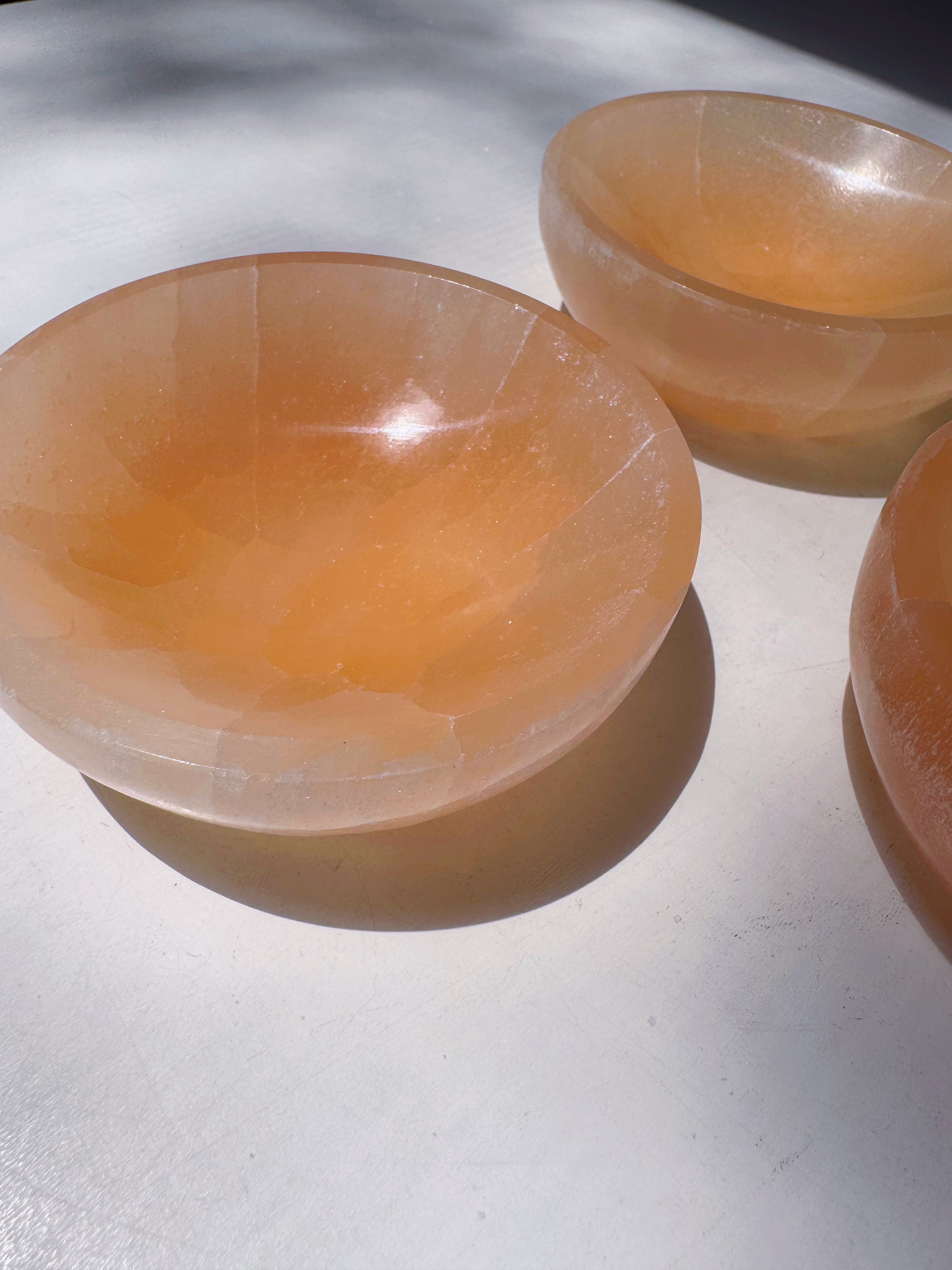 Peach Selenite Medium Bowl Baltic Mermaid