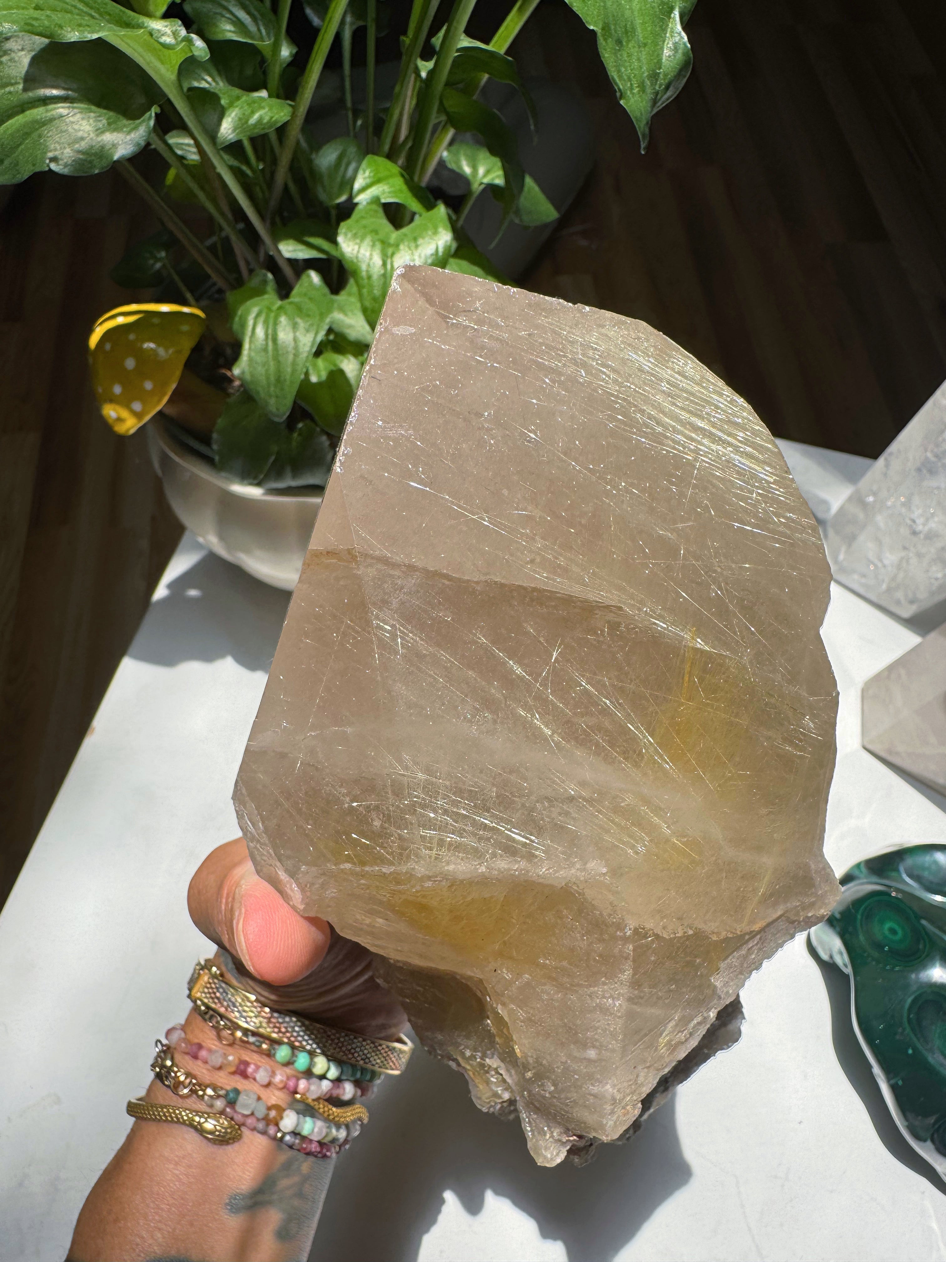 Large Rutilated Quartz Point from Brazil w/ Recordkeepers Baltic Mermaid