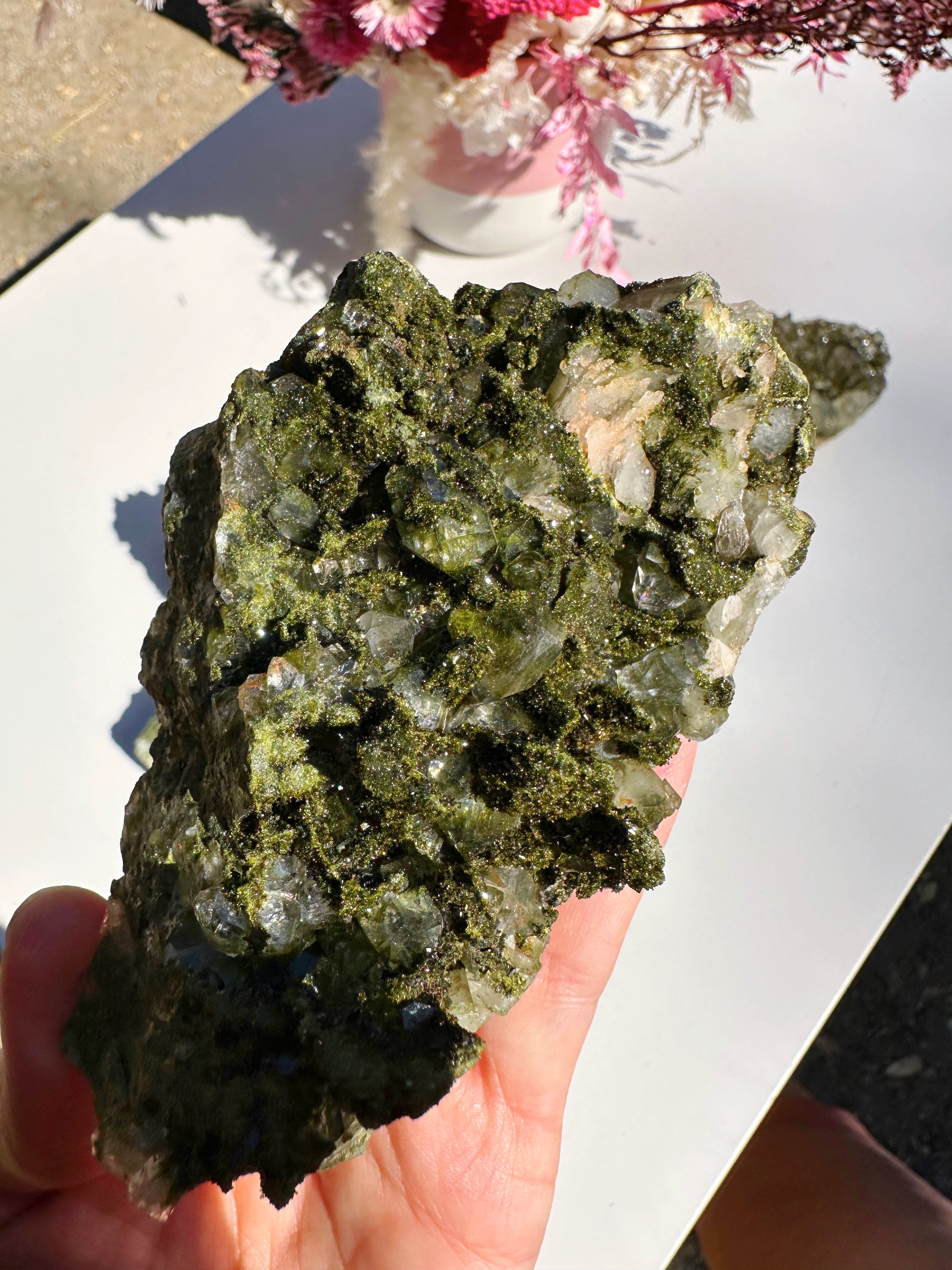 Epidote Quartz Cluster - Baltic Mermaid