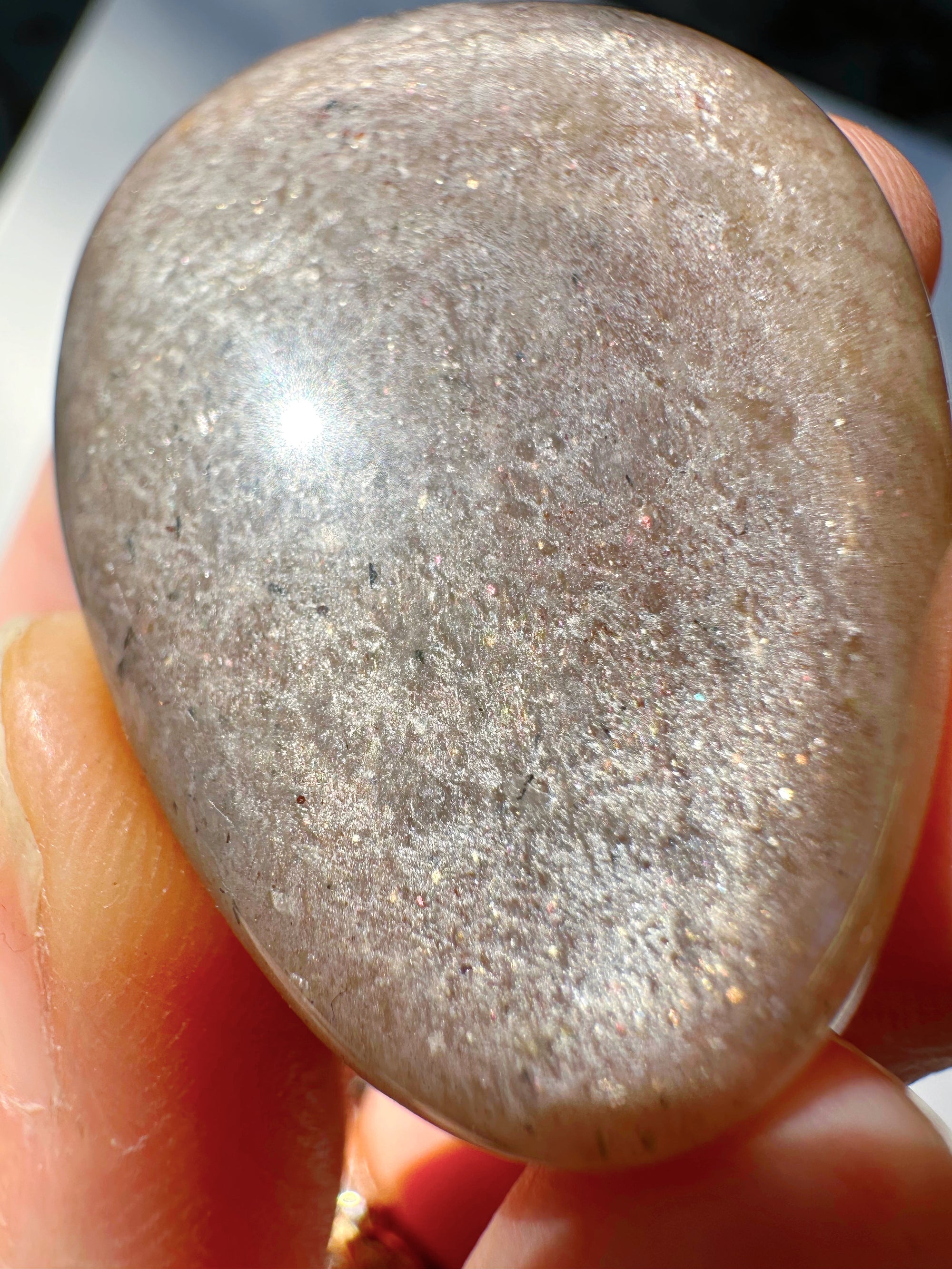 Sunstone &amp; Peach Moonstone Palm Stone - M