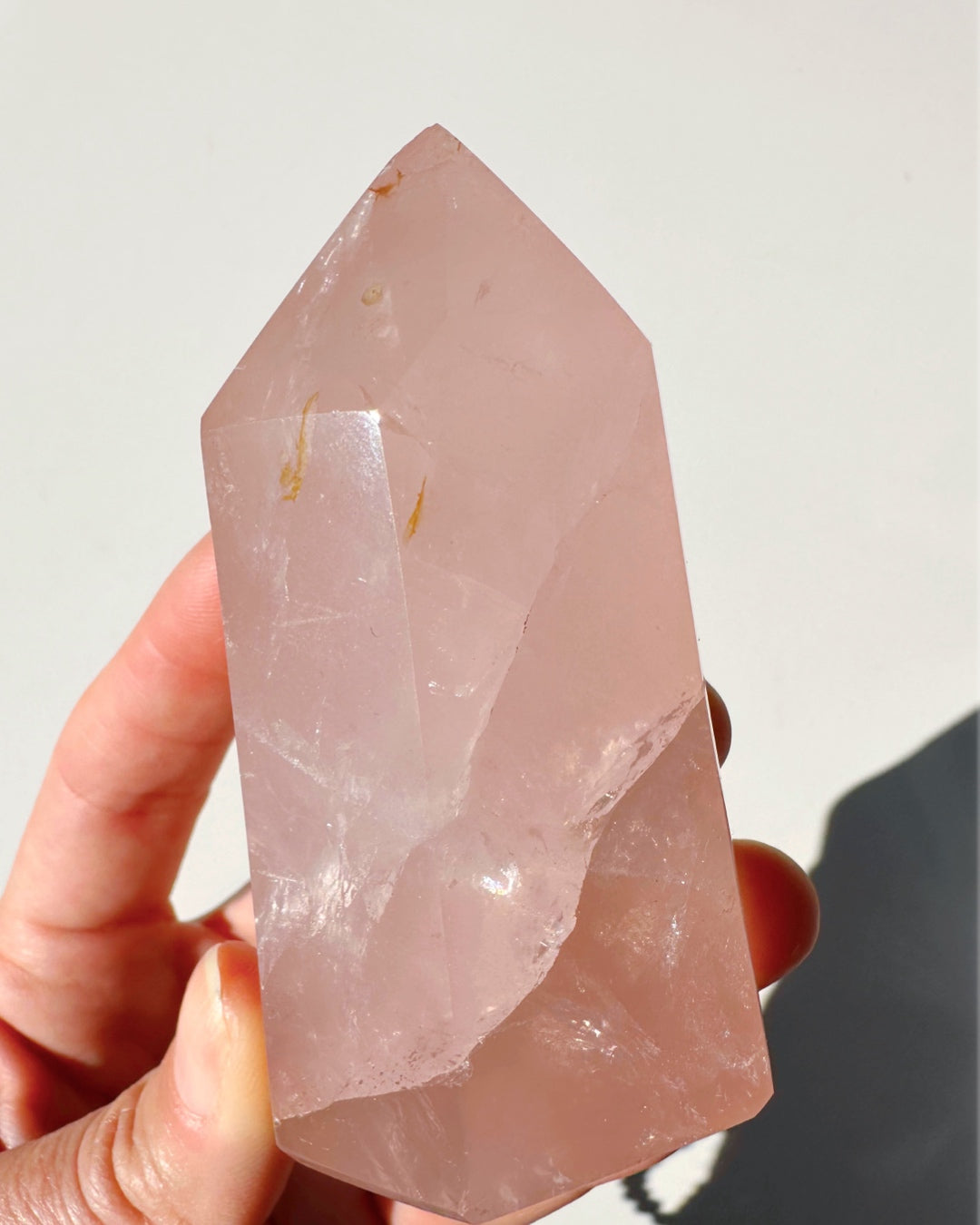 Rose Quartz Tower w/ Iron Inclusions