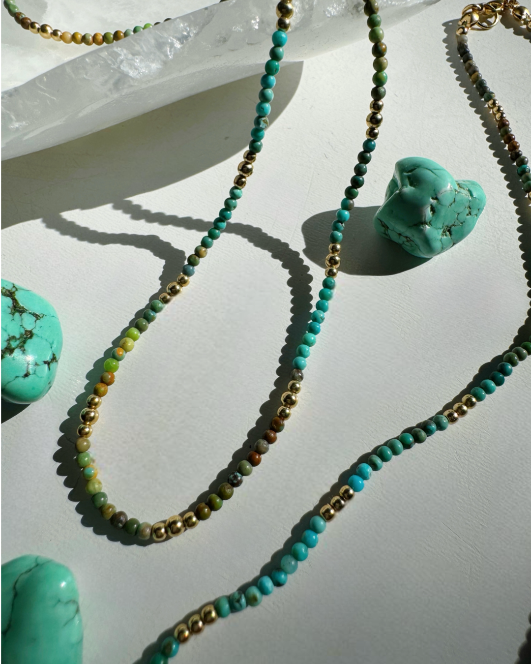 “Tiny Tina” - Turquoise Gemstone & 14k GF Choker - Baltic Mermaid