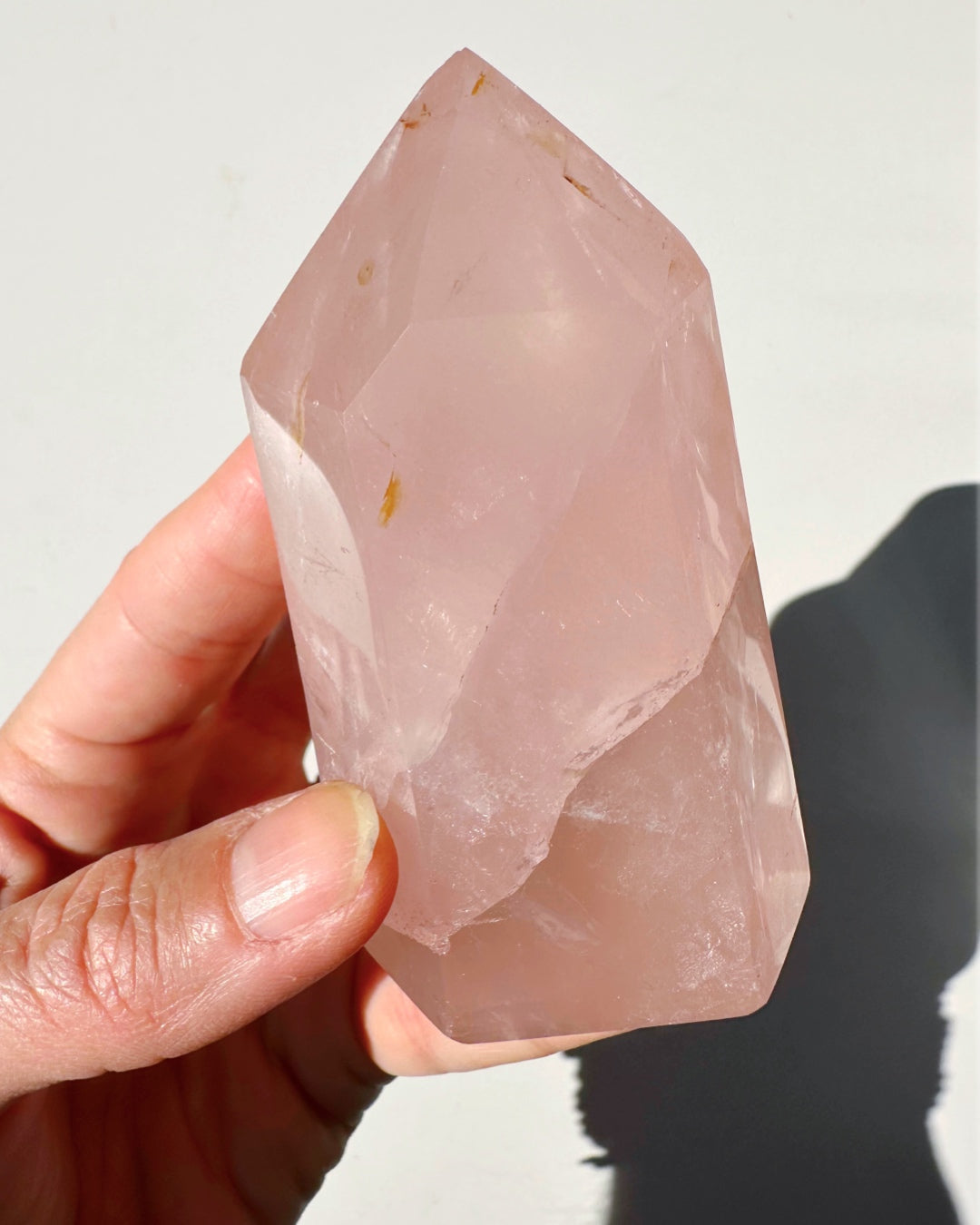 Rose Quartz Tower w/ Iron Inclusions