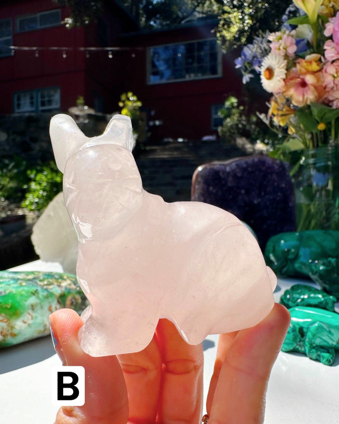 Hand Carved Rose Quartz Rabbit