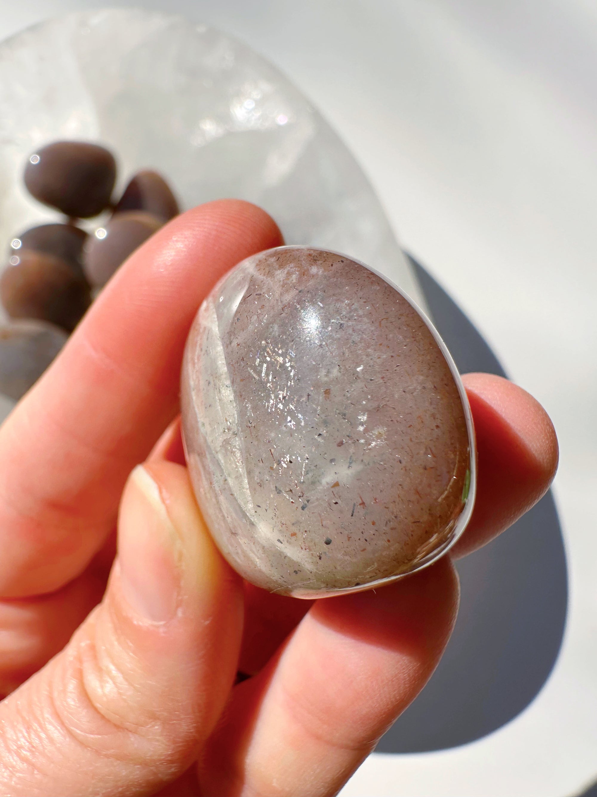 Sunstone &amp; Peach Moonstone Palm Stone - D