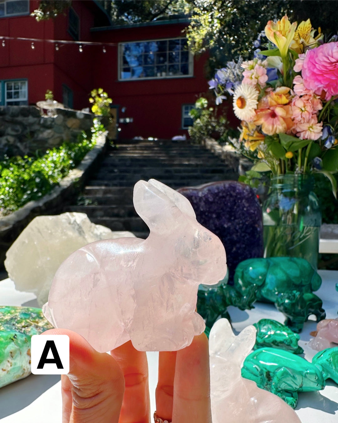 Rose Quartz Hand Carved Rabbits - Baltic Mermaid