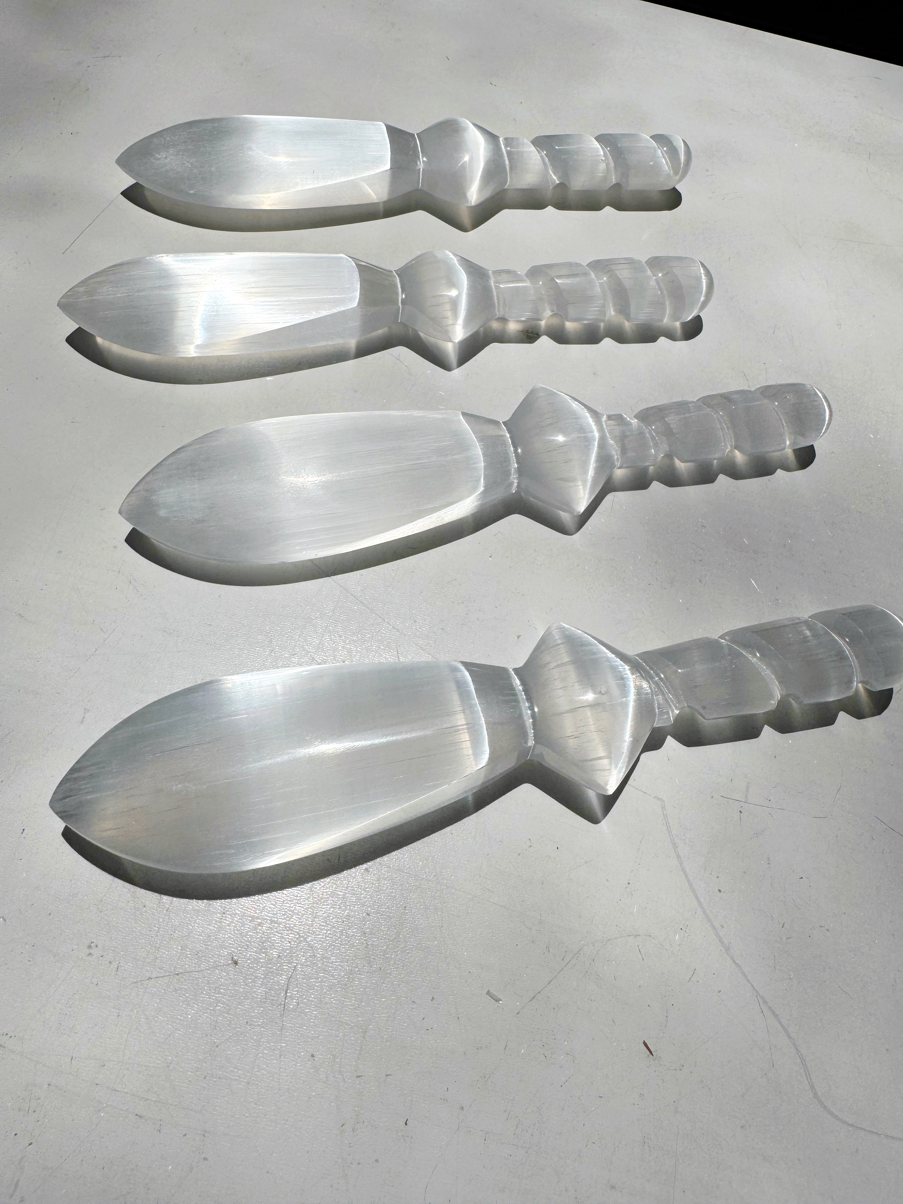 Selenite Dagger w/ Twisted Handle Baltic Mermaid