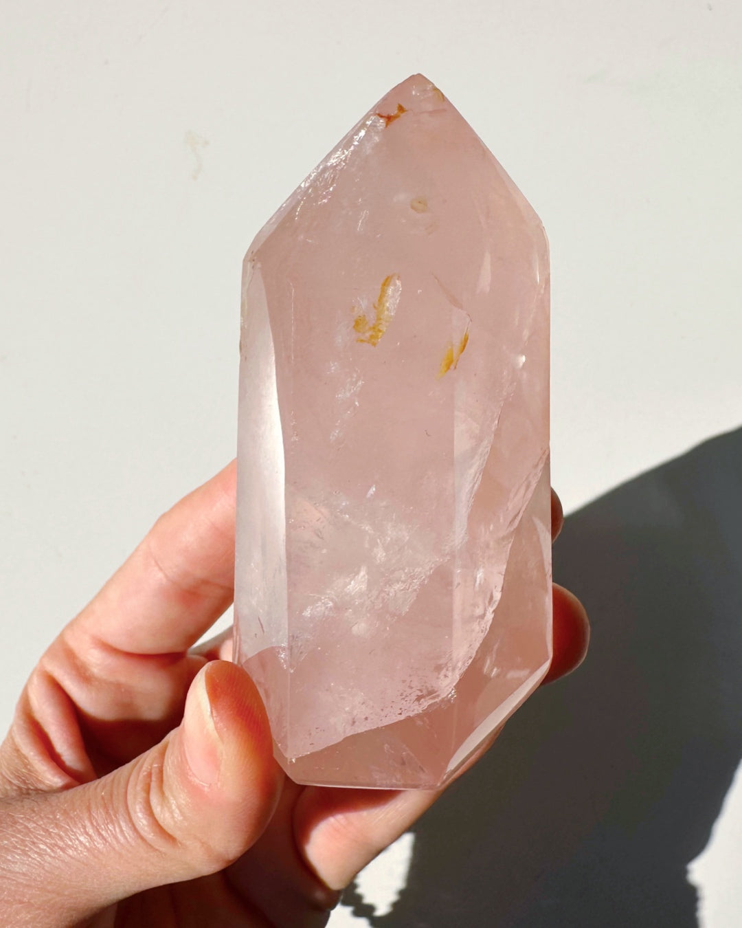 Rose Quartz Tower w/ Iron Inclusions