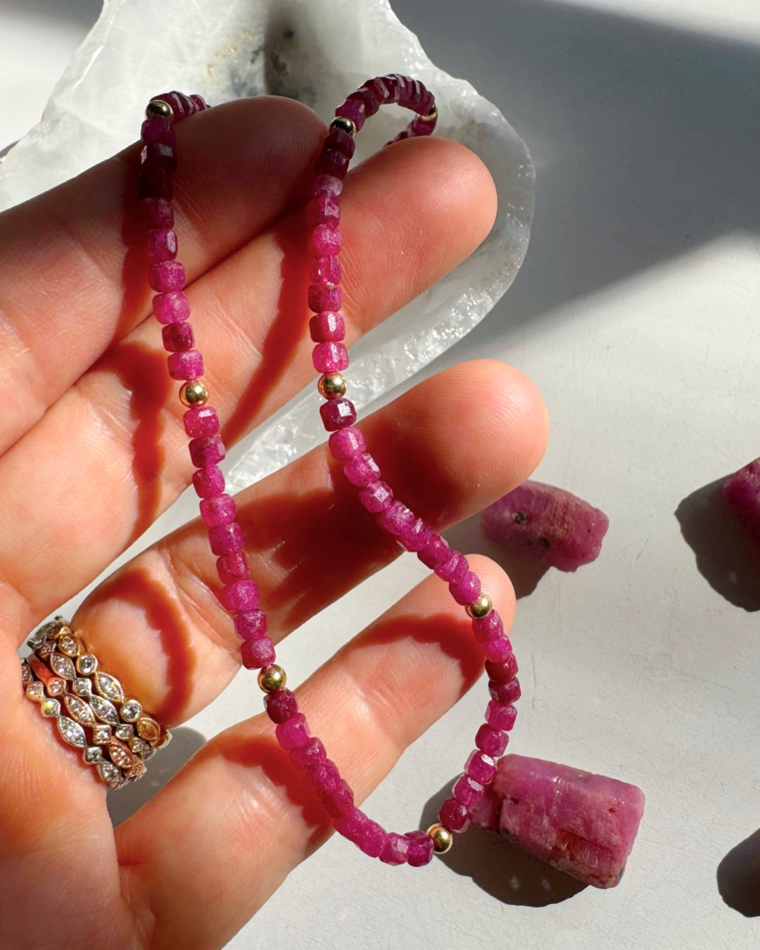 “Judy” - Ruby Gemstone Candy Necklace