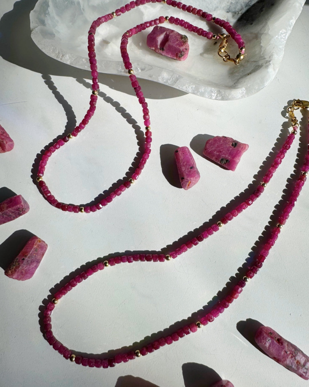 “Judy” - Ruby Gemstone Candy Necklace - Baltic Mermaid
